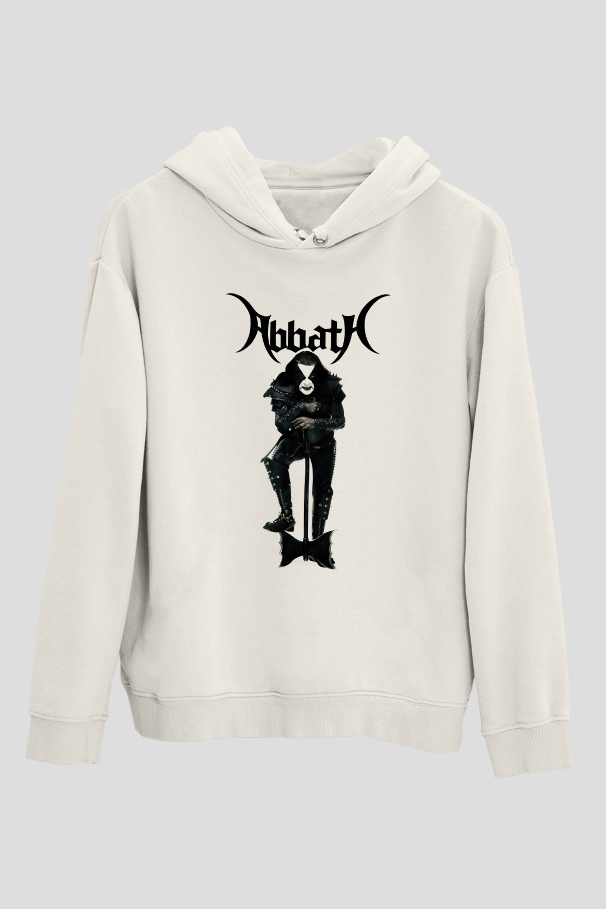 Abbath Beyaz Unisex Kapşonlu Sweatshirt