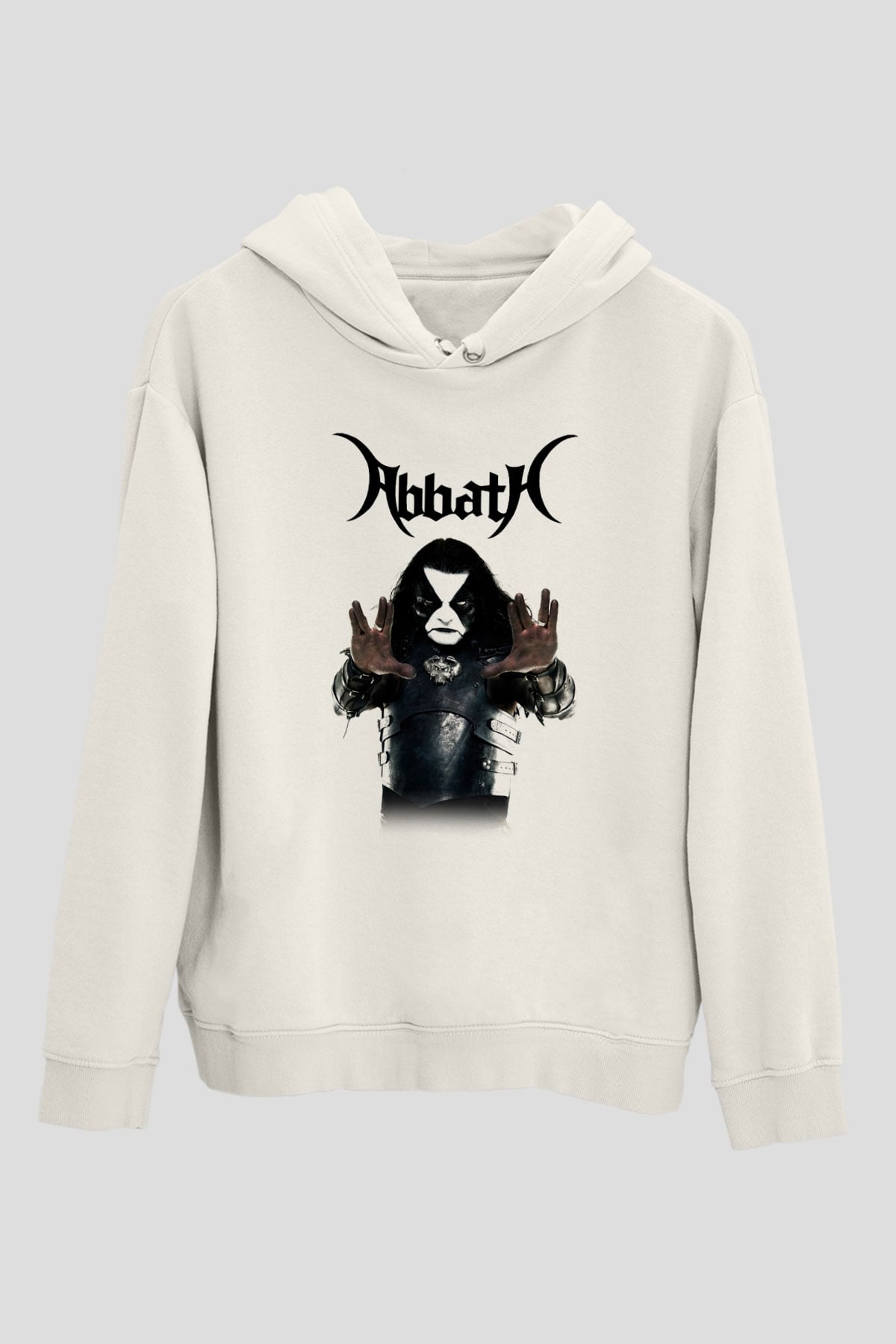 Abbath Beyaz Unisex Kapşonlu Sweatshirt
