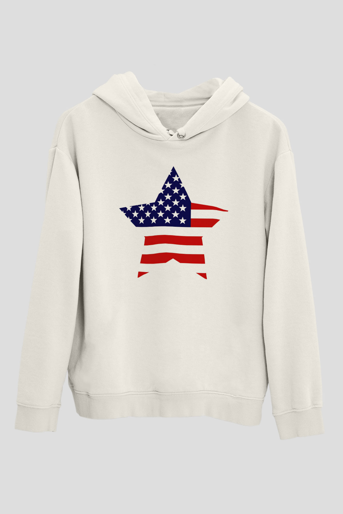 ABD Beyaz Unisex Kapşonlu Sweatshirt