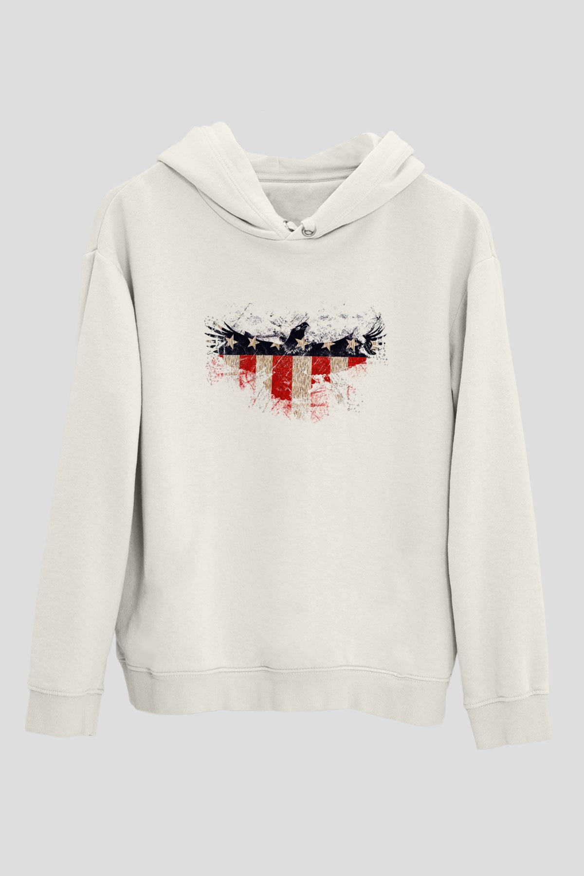 ABD Beyaz Unisex Kapşonlu Sweatshirt