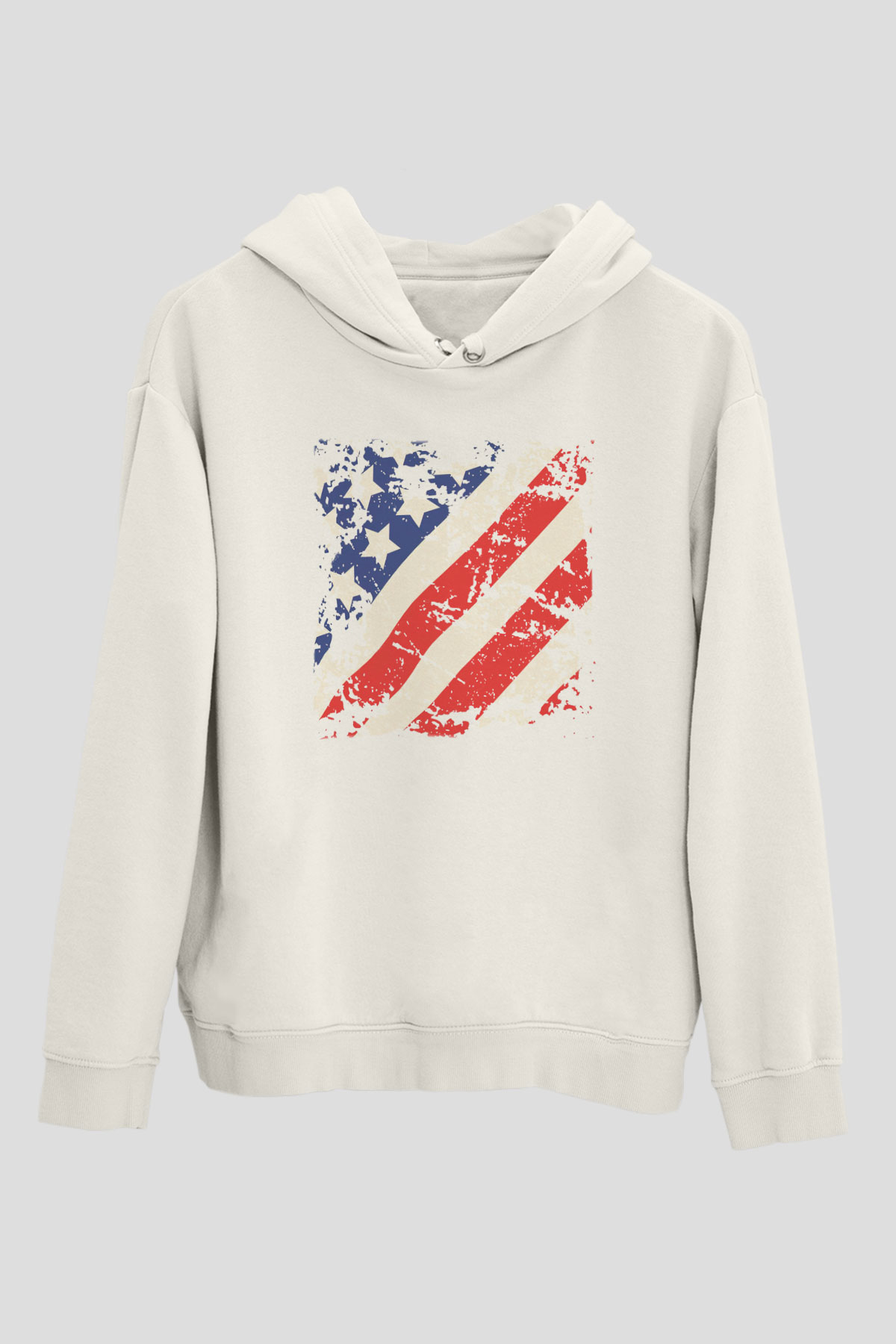 ABD Beyaz Unisex Kapşonlu Sweatshirt