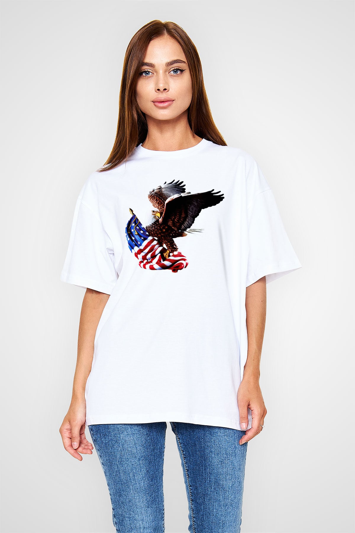 ABD Beyaz Unisex Oversize Tişört T-Shirt