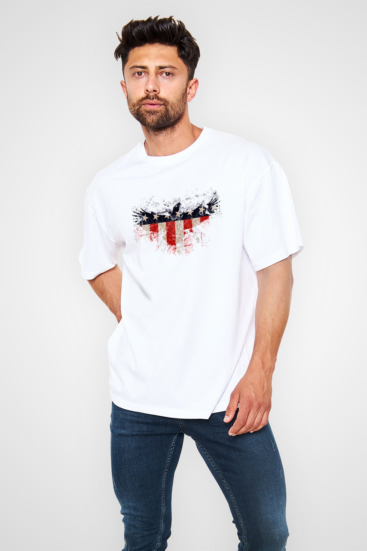 ABD Beyaz Unisex Oversize Tişört T-Shirt