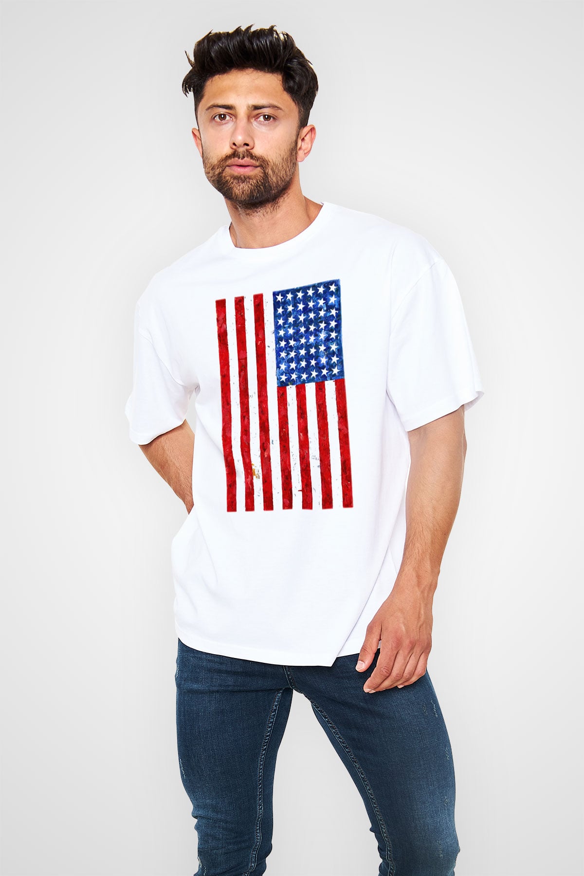 ABD Beyaz Unisex Oversize Tişört T-Shirt