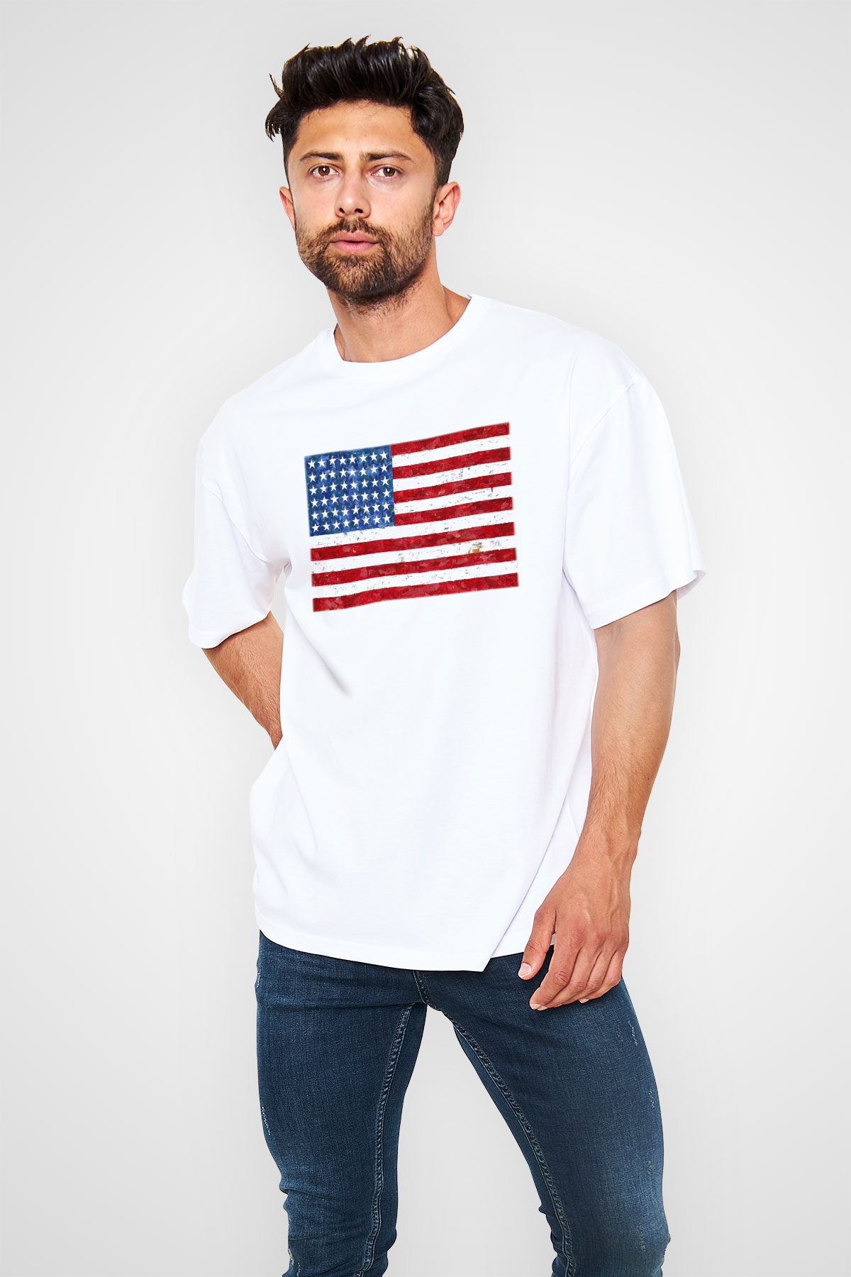 ABD Beyaz Unisex Oversize Tişört T-Shirt