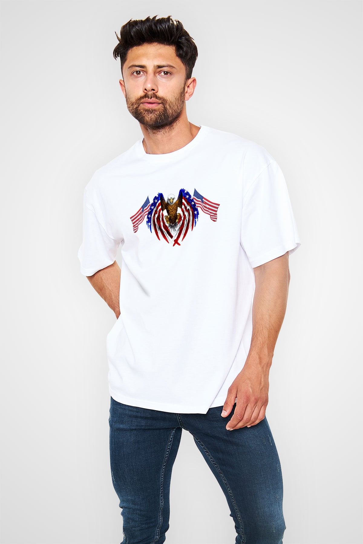 ABD Beyaz Unisex Oversize Tişört T-Shirt