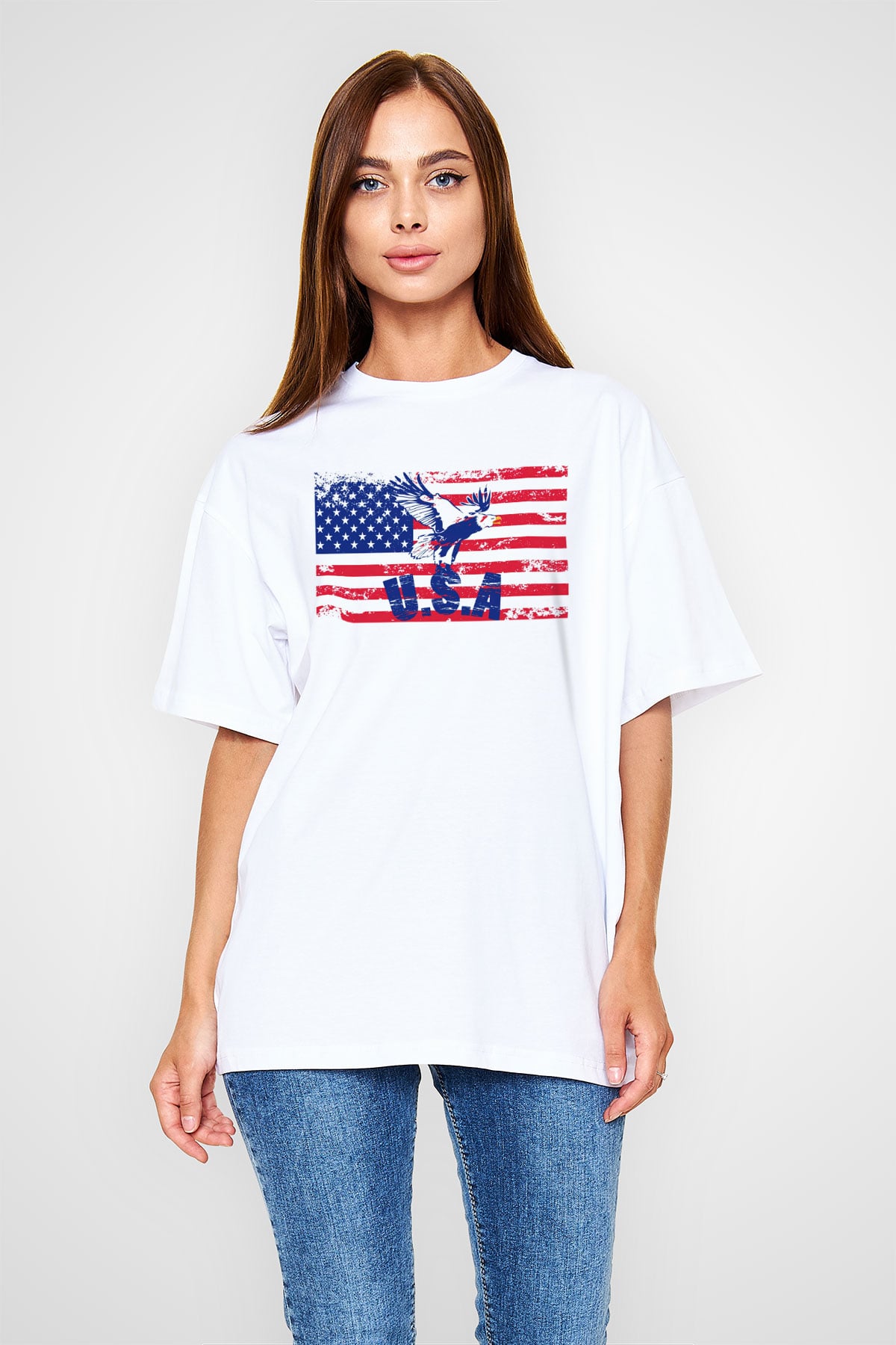 ABD Beyaz Unisex Oversize Tişört T-Shirt