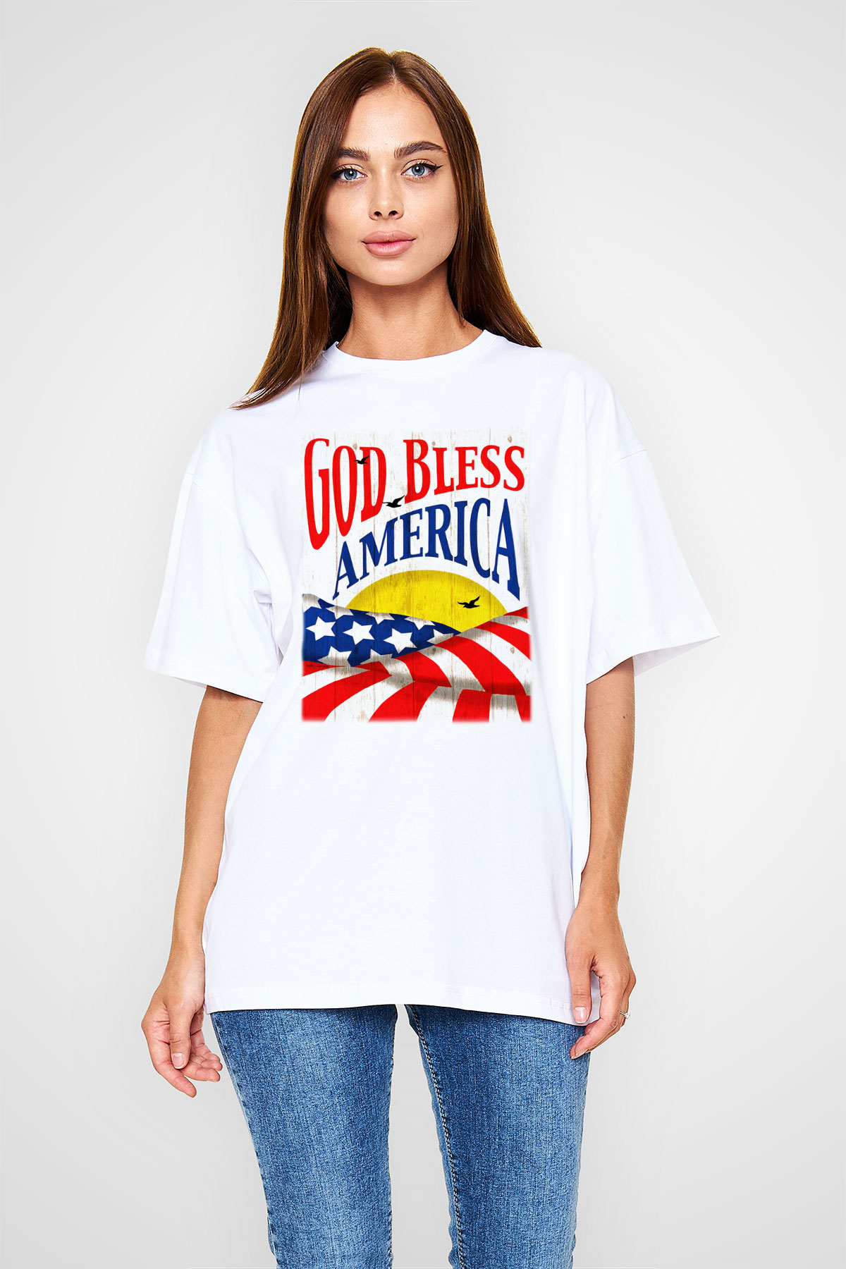 ABD Beyaz Unisex Oversize Tişört T-Shirt