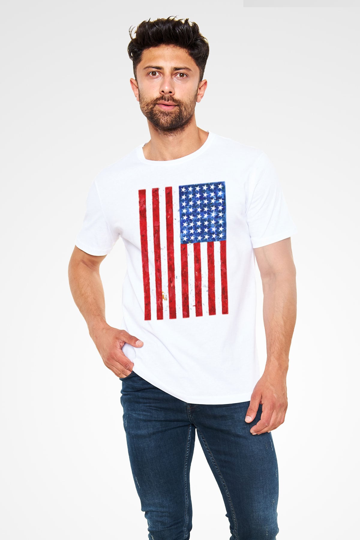 ABD Beyaz Unisex Tişört T-Shirt - TişörtFabrikası