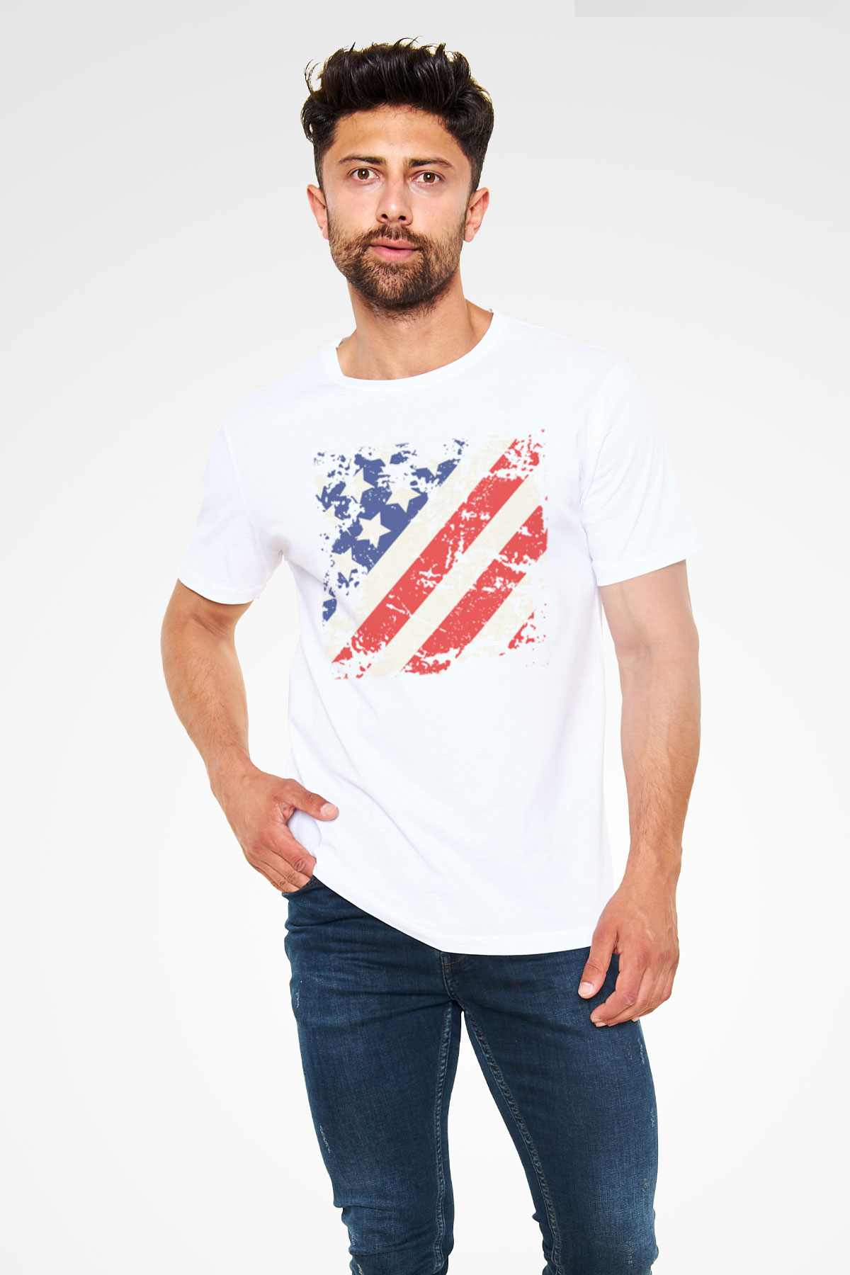 ABD Beyaz Unisex Tişört T-Shirt - TişörtFabrikası