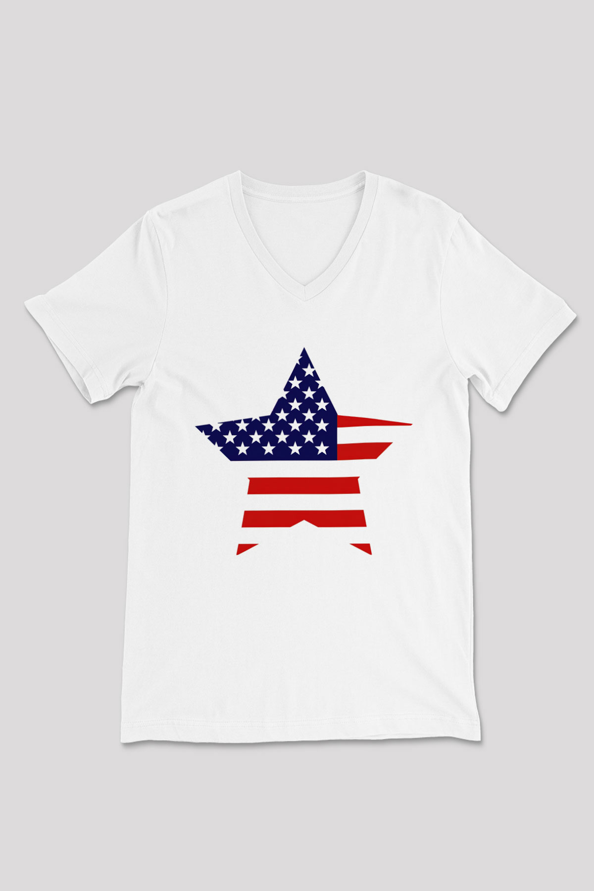 ABD Beyaz Unisex V Yaka Tişört T-Shirt