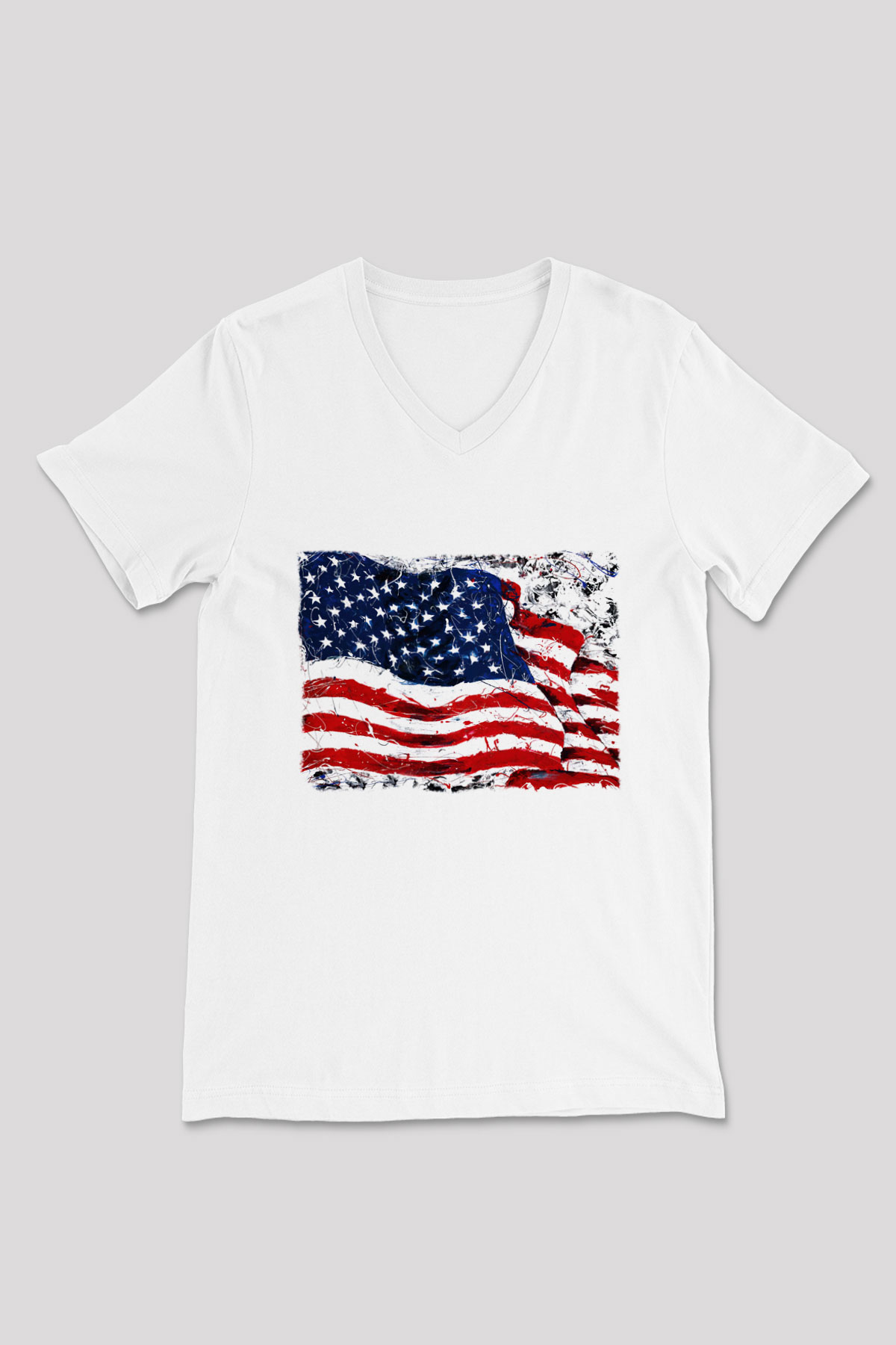 ABD Beyaz Unisex V Yaka Tişört T-Shirt