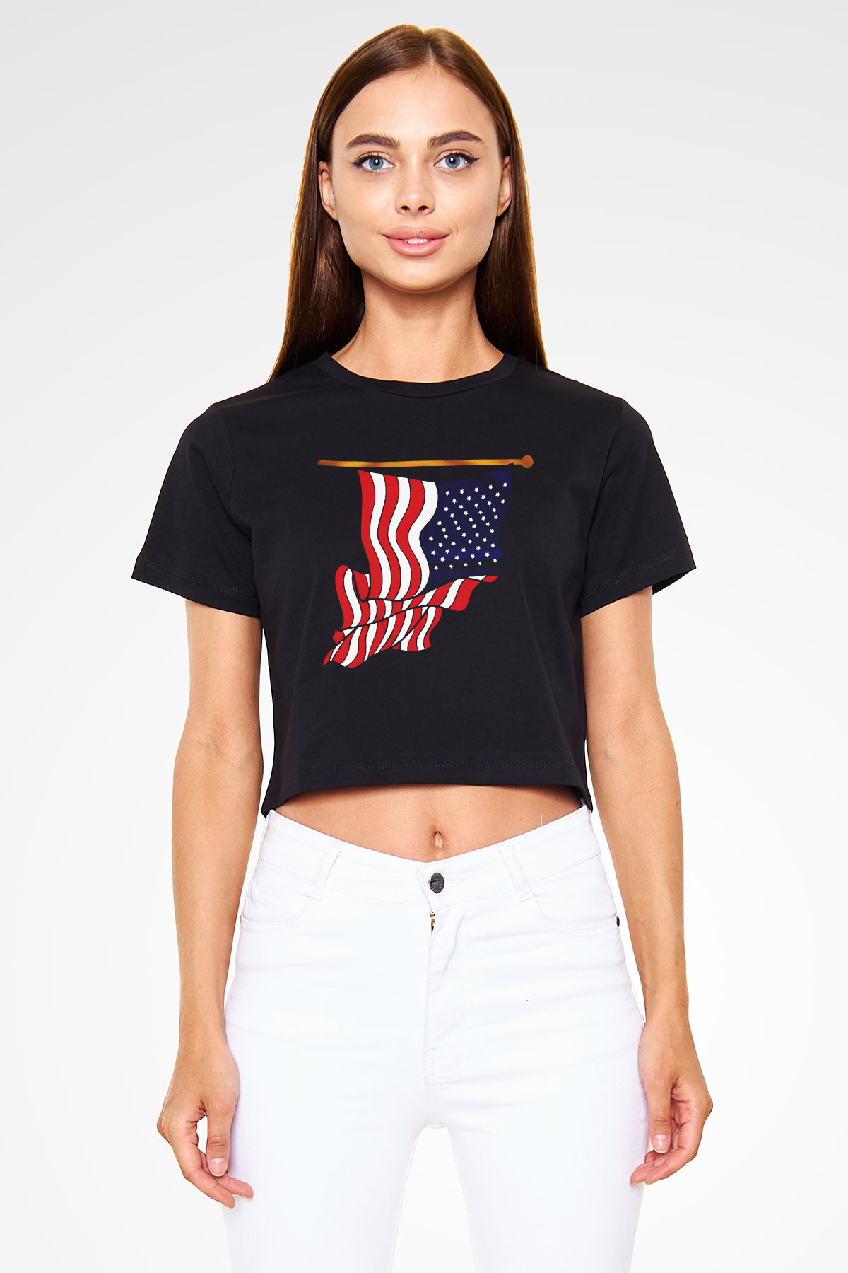 ABD Siyah Crop Top Tişört