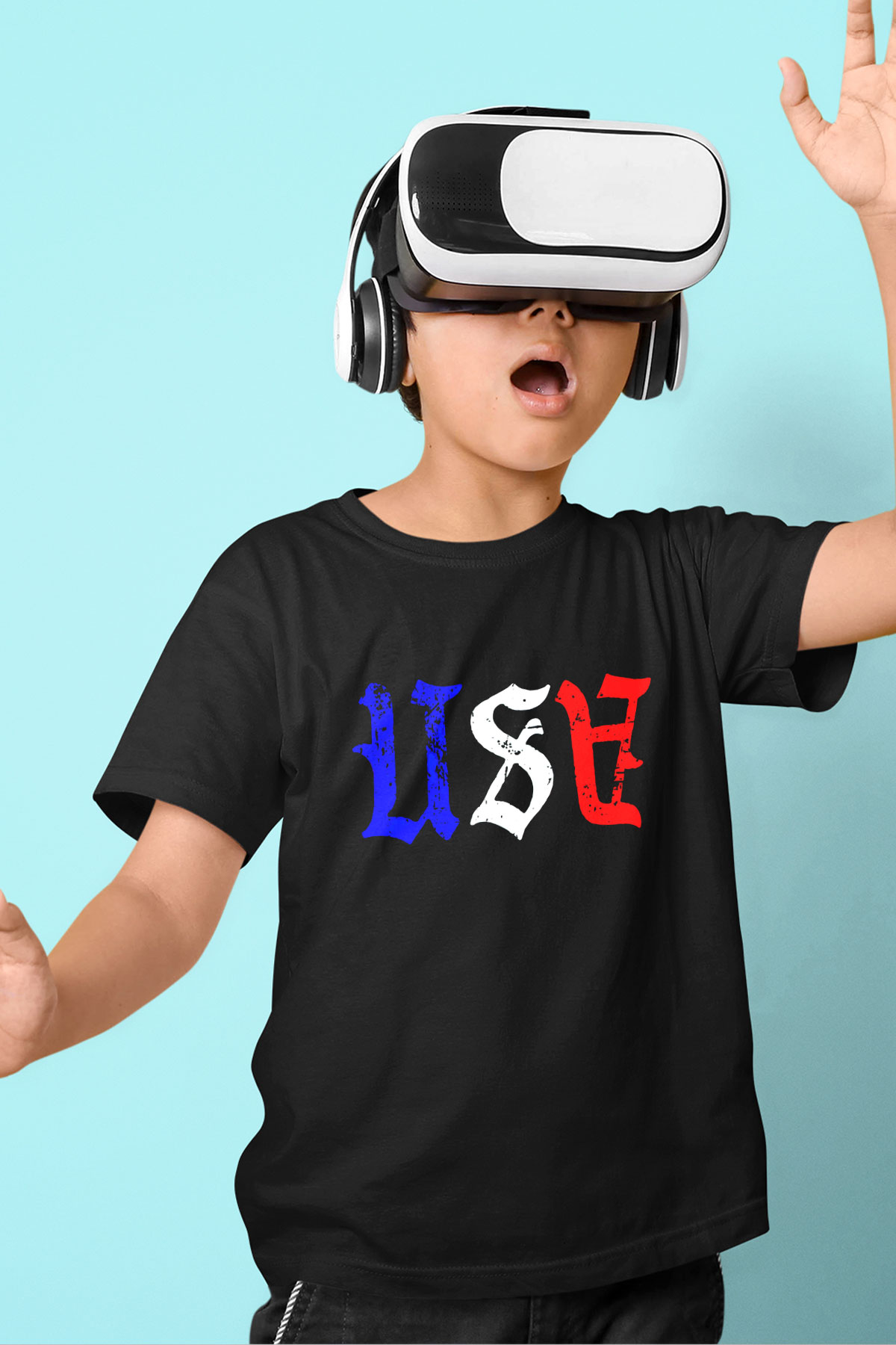 ABD Siyah Unisex Çocuk Tişört