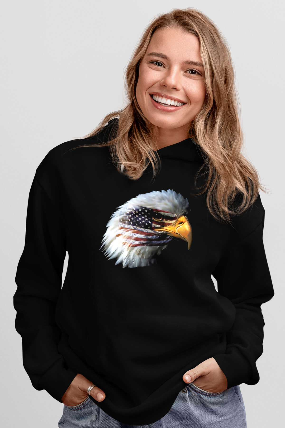 ABD Siyah Unisex Hoodie
