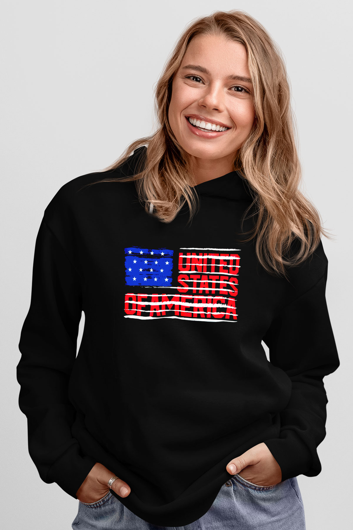 ABD Siyah Unisex Hoodie