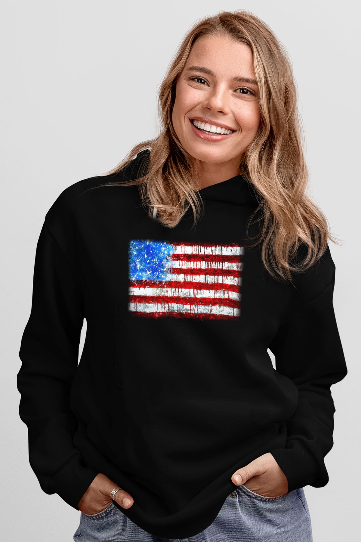 ABD Siyah Unisex Hoodie