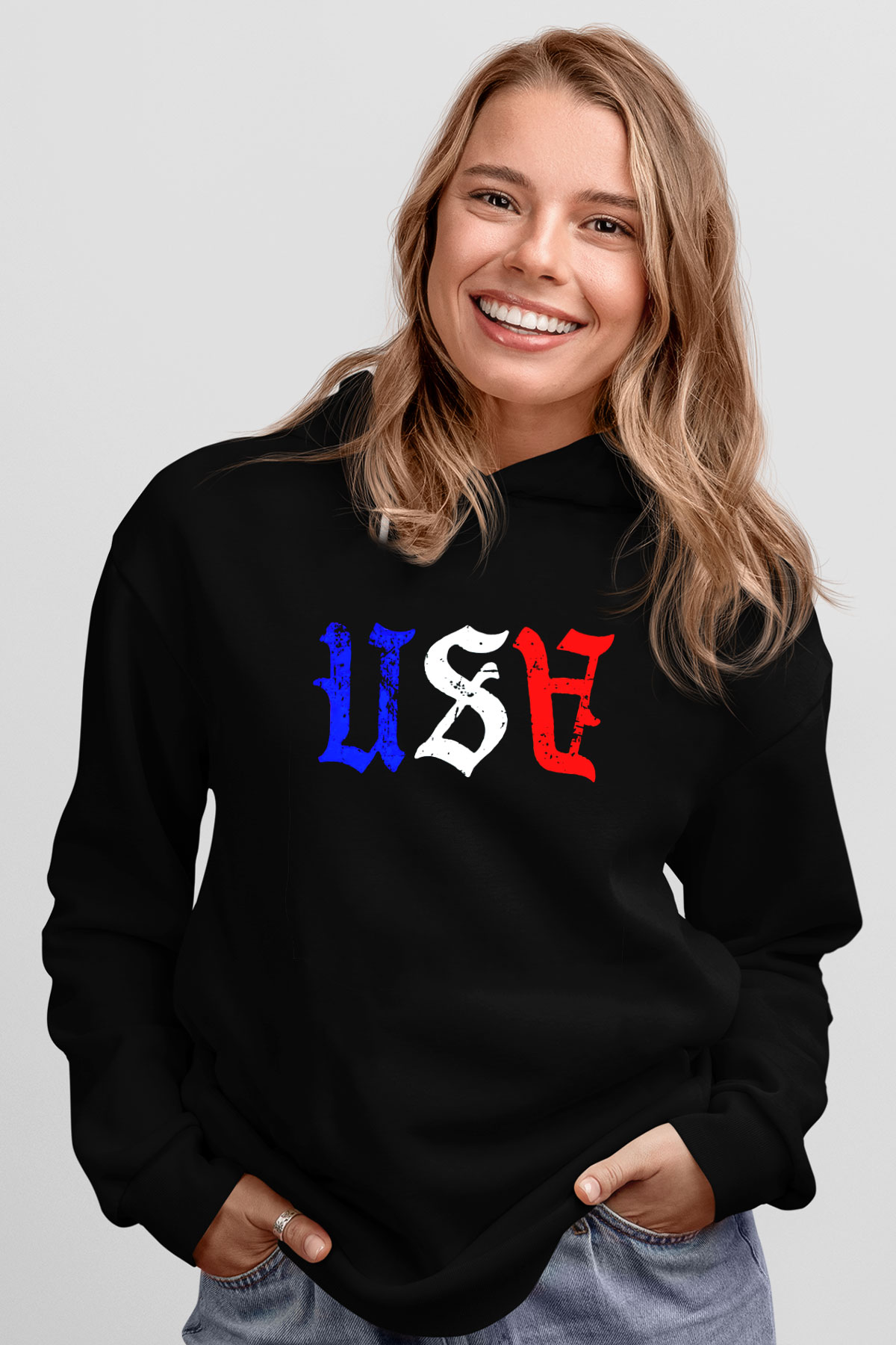 ABD Siyah Unisex Hoodie