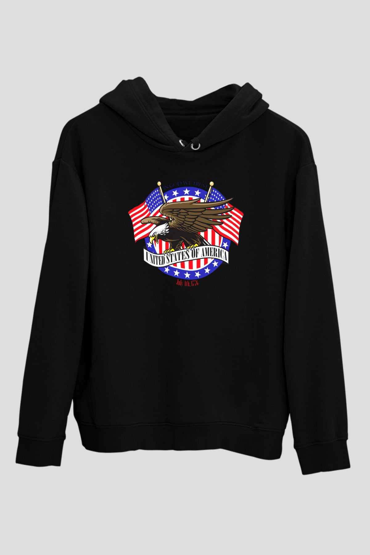 ABD Siyah Unisex Hoodie