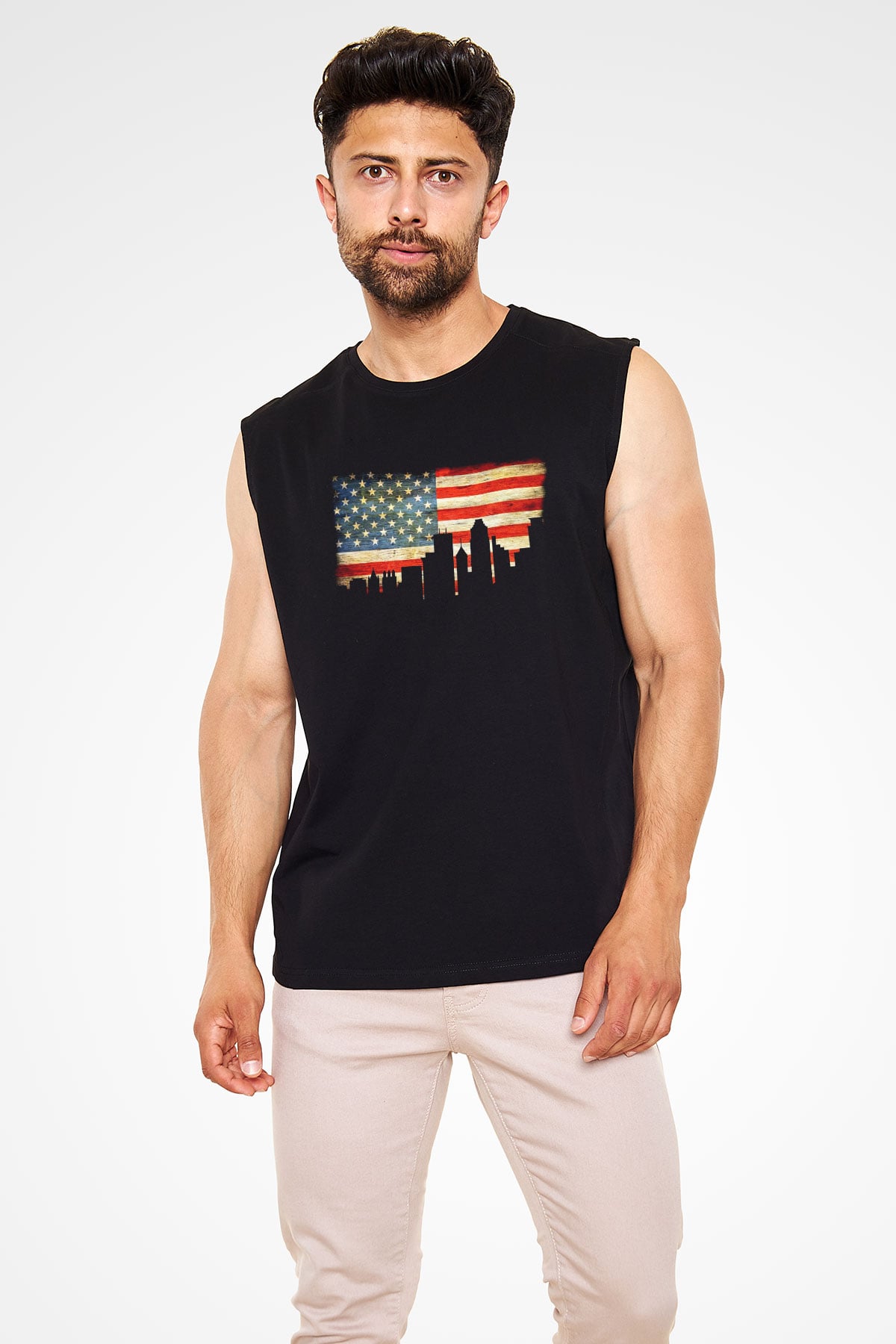 ABD Siyah Unisex Kolsuz Tişört