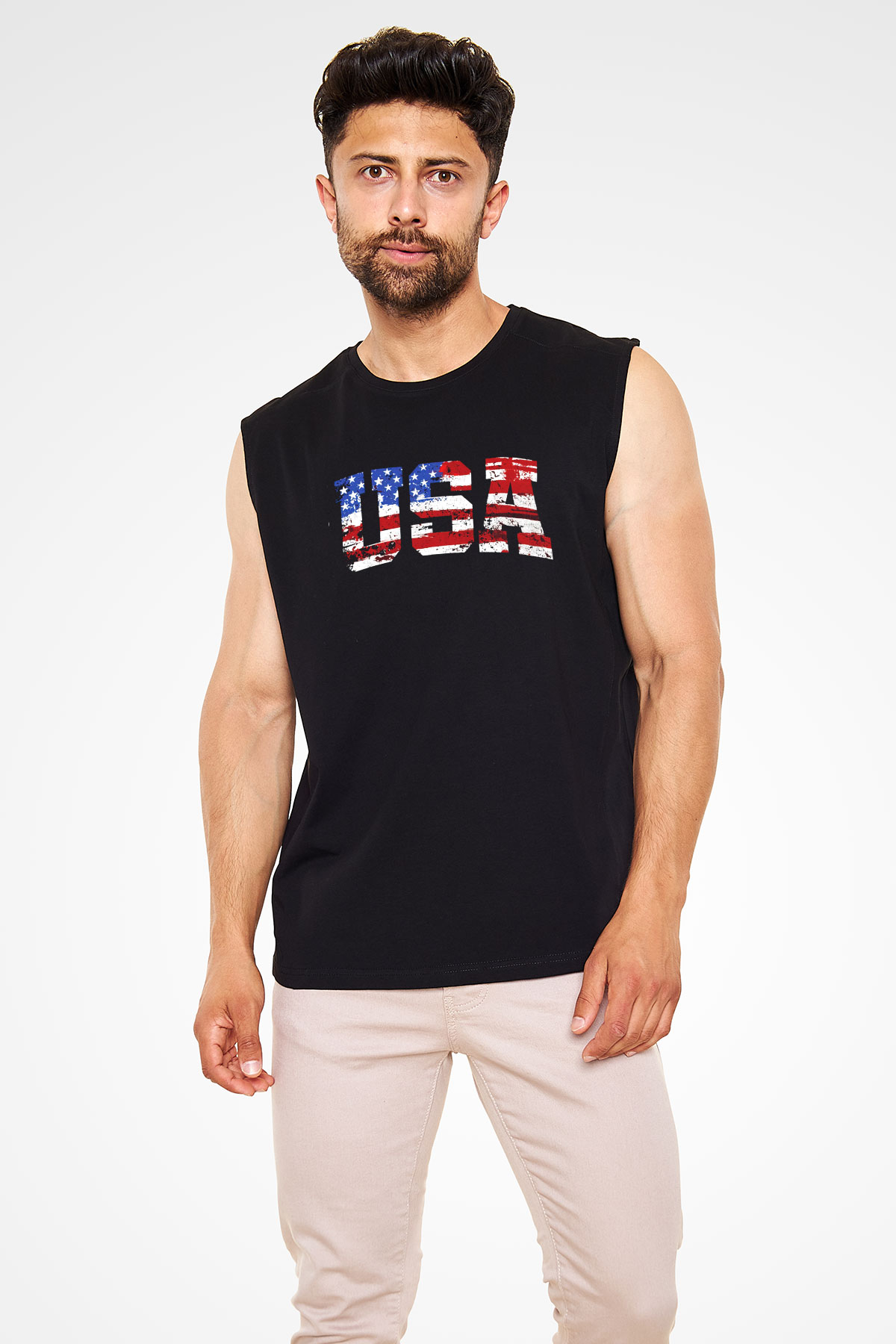 ABD Siyah Unisex Kolsuz Tişört