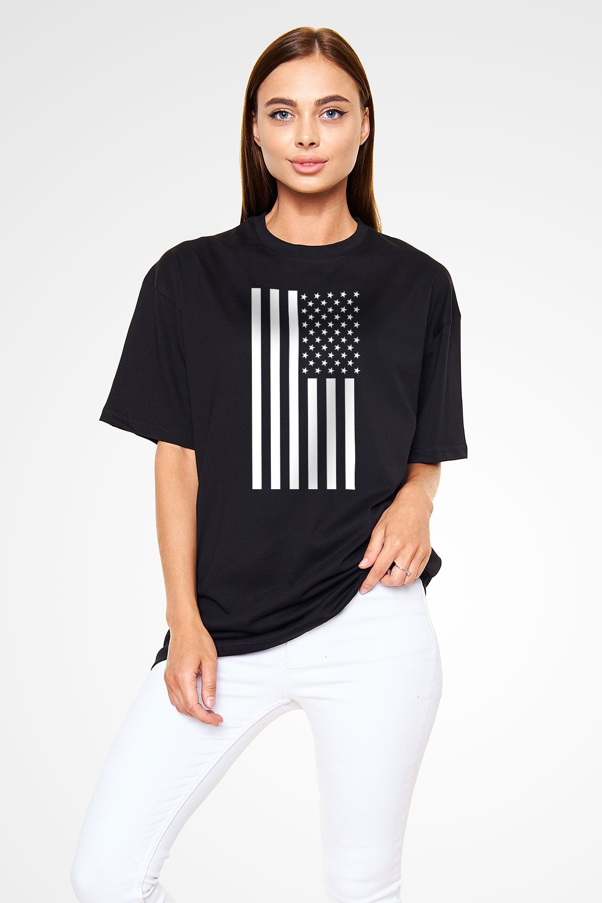 ABD Siyah Unisex Oversize Tişört T-Shirt