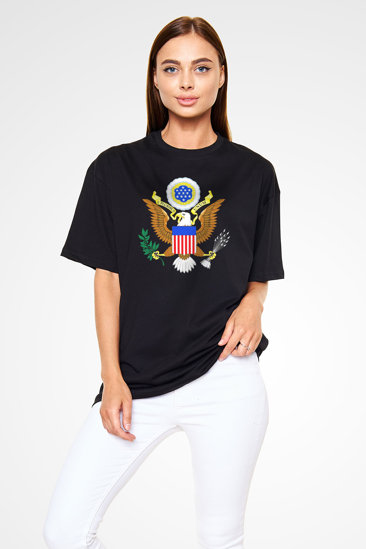 ABD Siyah Unisex Oversize Tişört T-Shirt