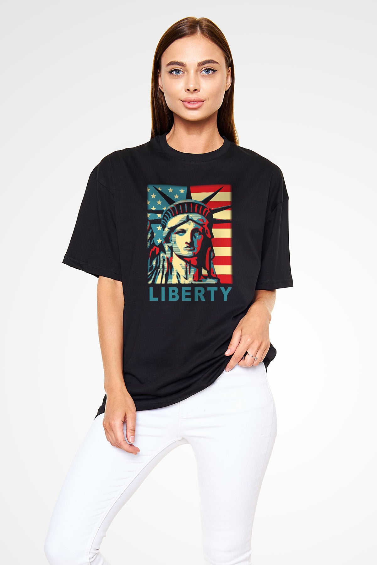 ABD Siyah Unisex Oversize Tişört T-Shirt