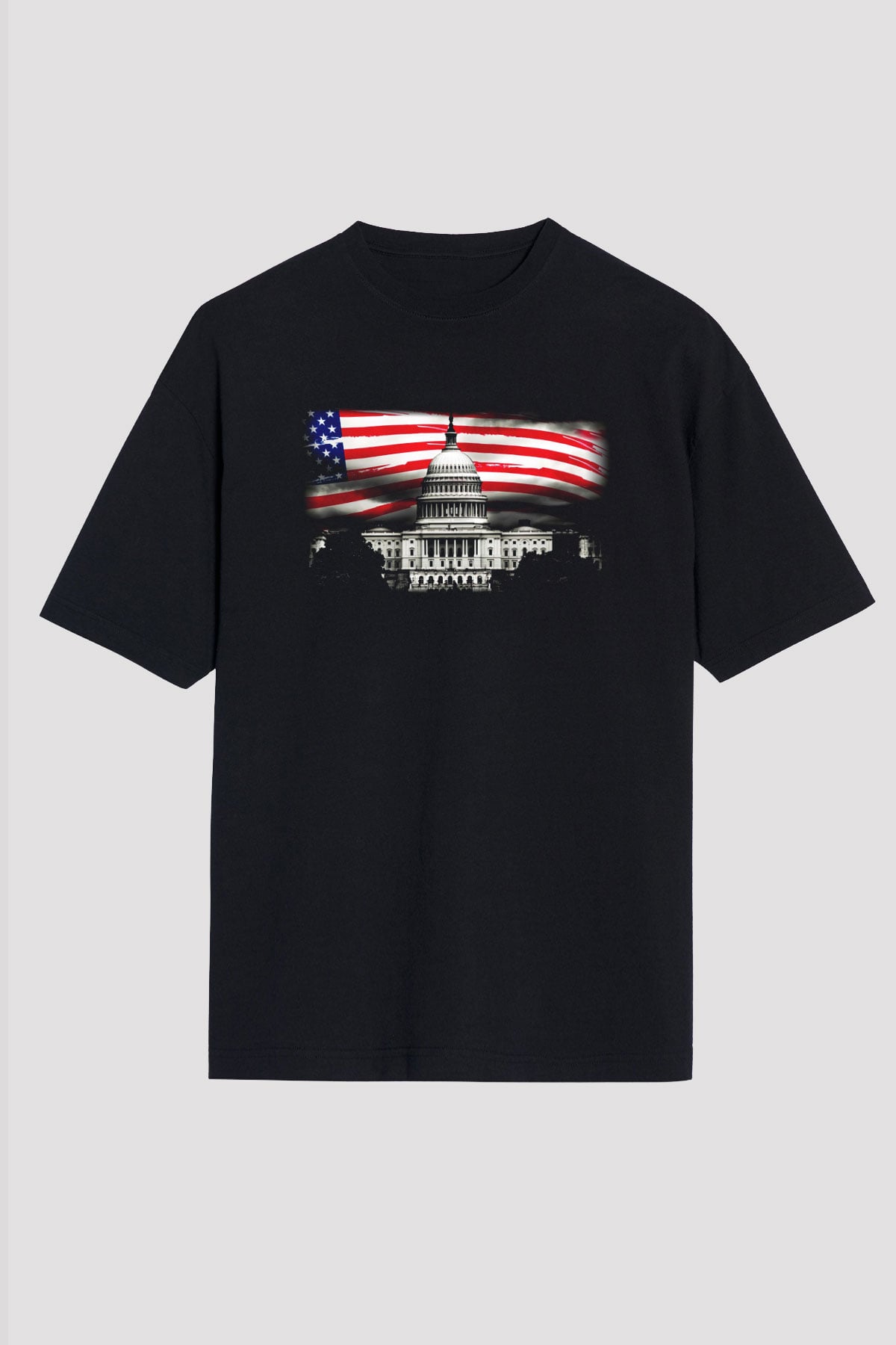 ABD Siyah Unisex Oversize Tişört T-Shirt