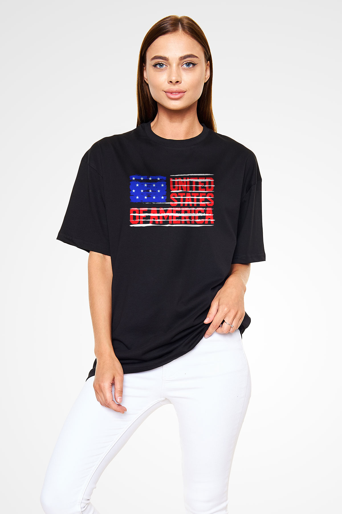 ABD Siyah Unisex Tişört T-Shirt - TişörtFabrikası