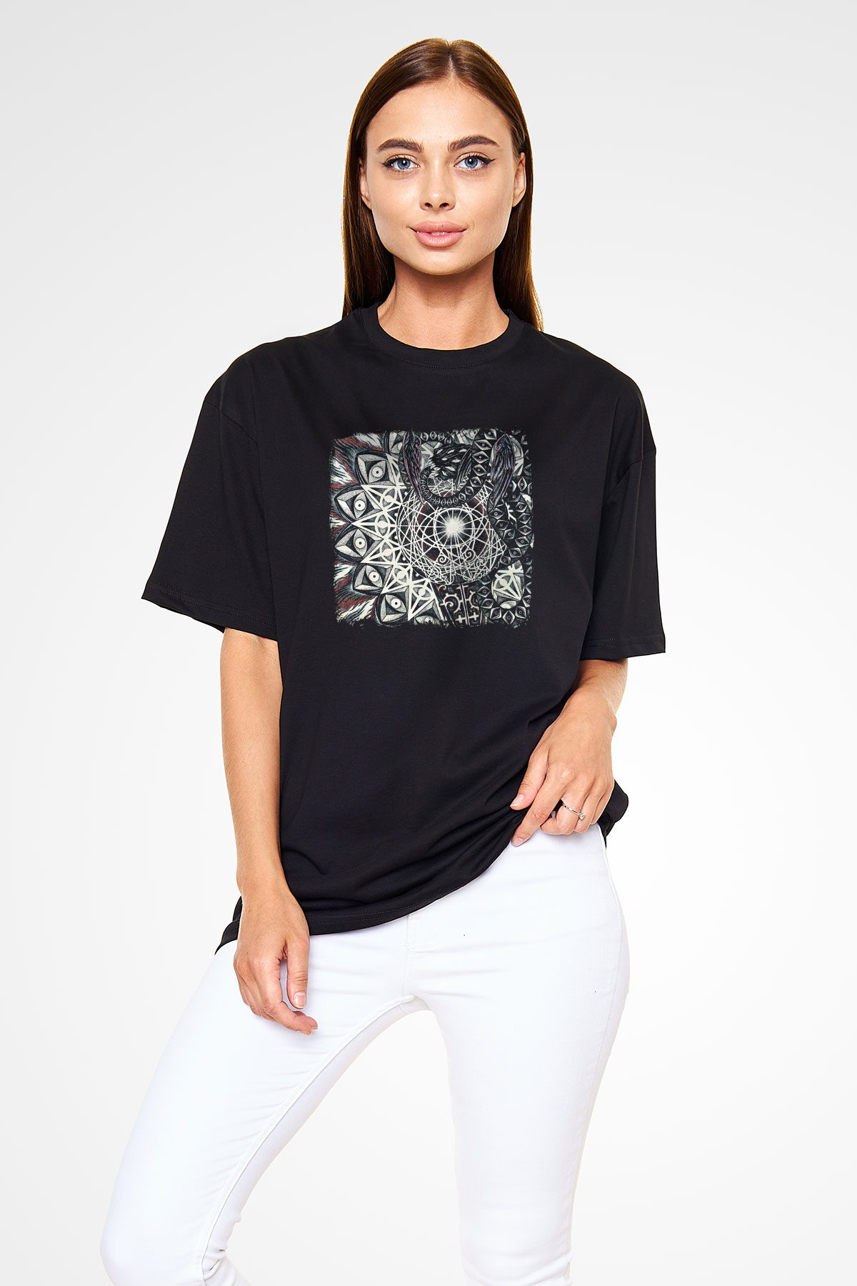 Abigail Williams Baskılı Unisex Siyah Oversize Tişört