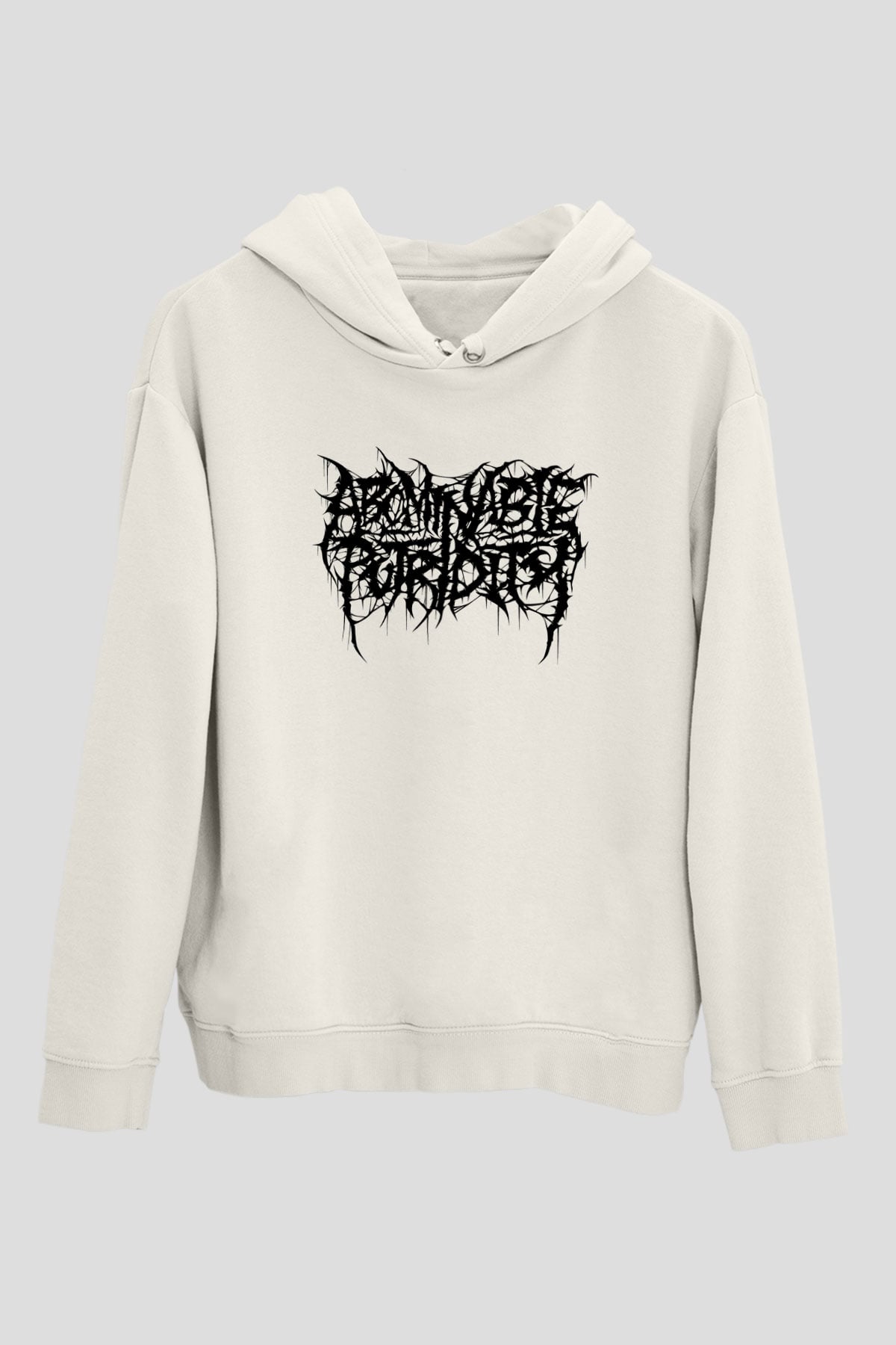 Abomindable Patrudity Baskılı Beyaz Unisex Kapüşonlu Sweatshirt