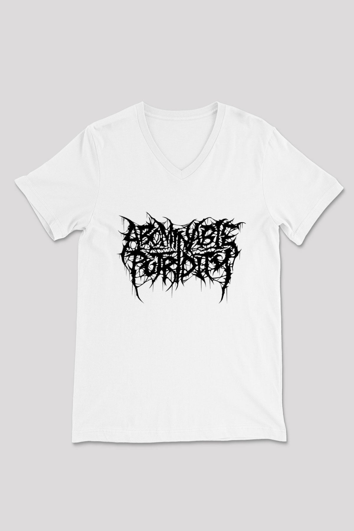 Abomindable Patrudity Baskılı Beyaz Unisex V Yaka Tişört - Tshirt
