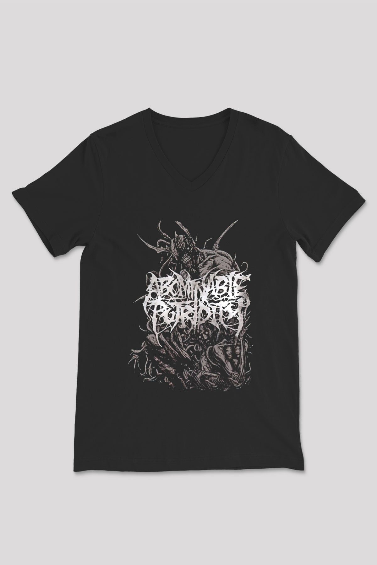 Abomindable Patrudity Baskılı Unisex Siyah V Yaka Tişört - Tshirt