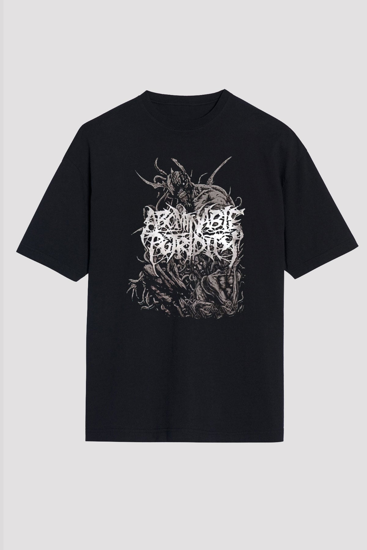 Abomindable Patrudity Baskılı Unisex Siyah Oversize Tişört - Tshirt