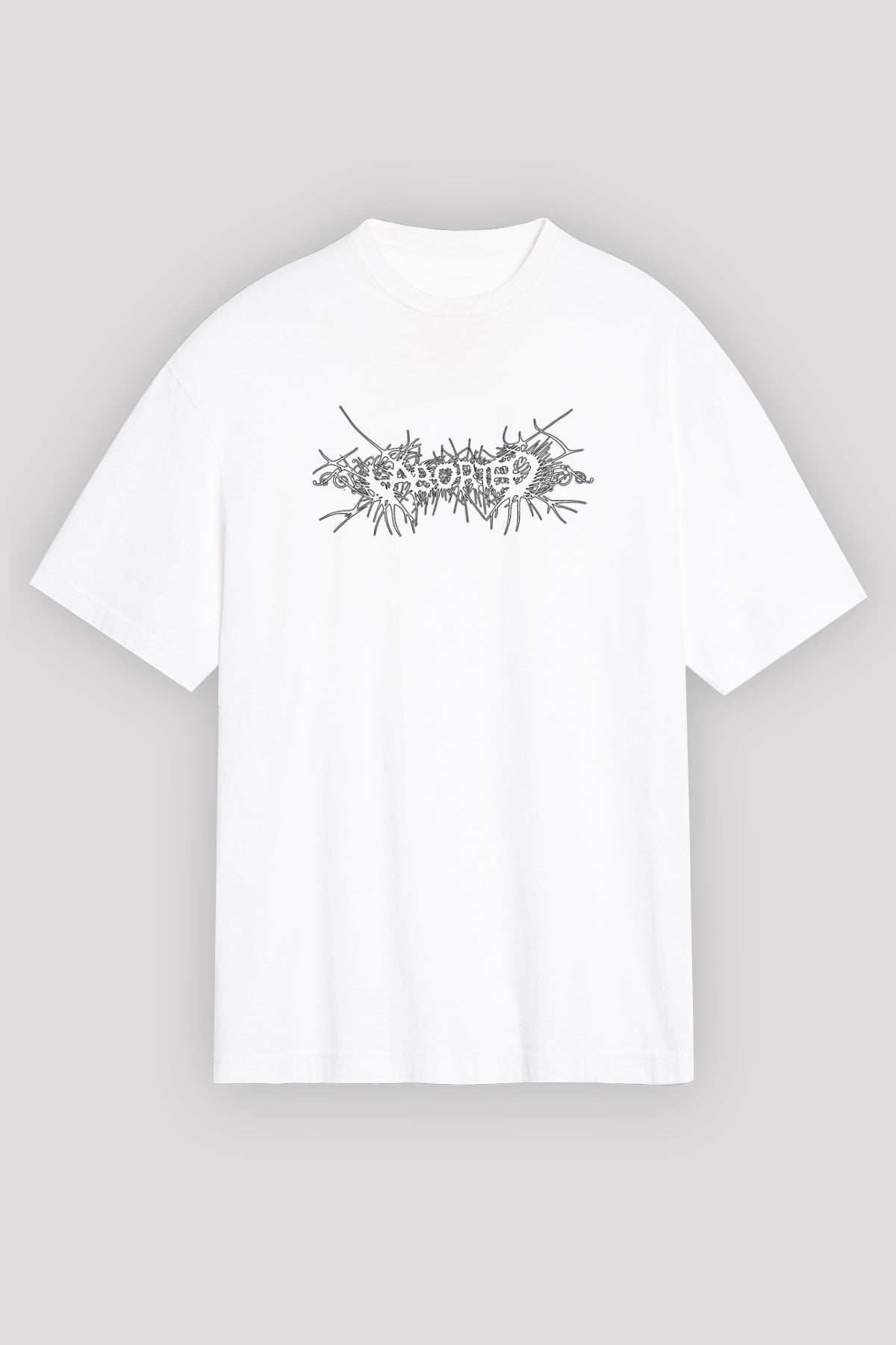 Aborted Baskılı Unisex Beyaz Oversize Tişört