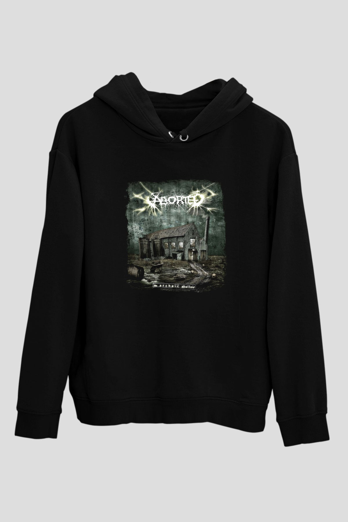 Aborted Baskılı Unisex Siyah Hoodie