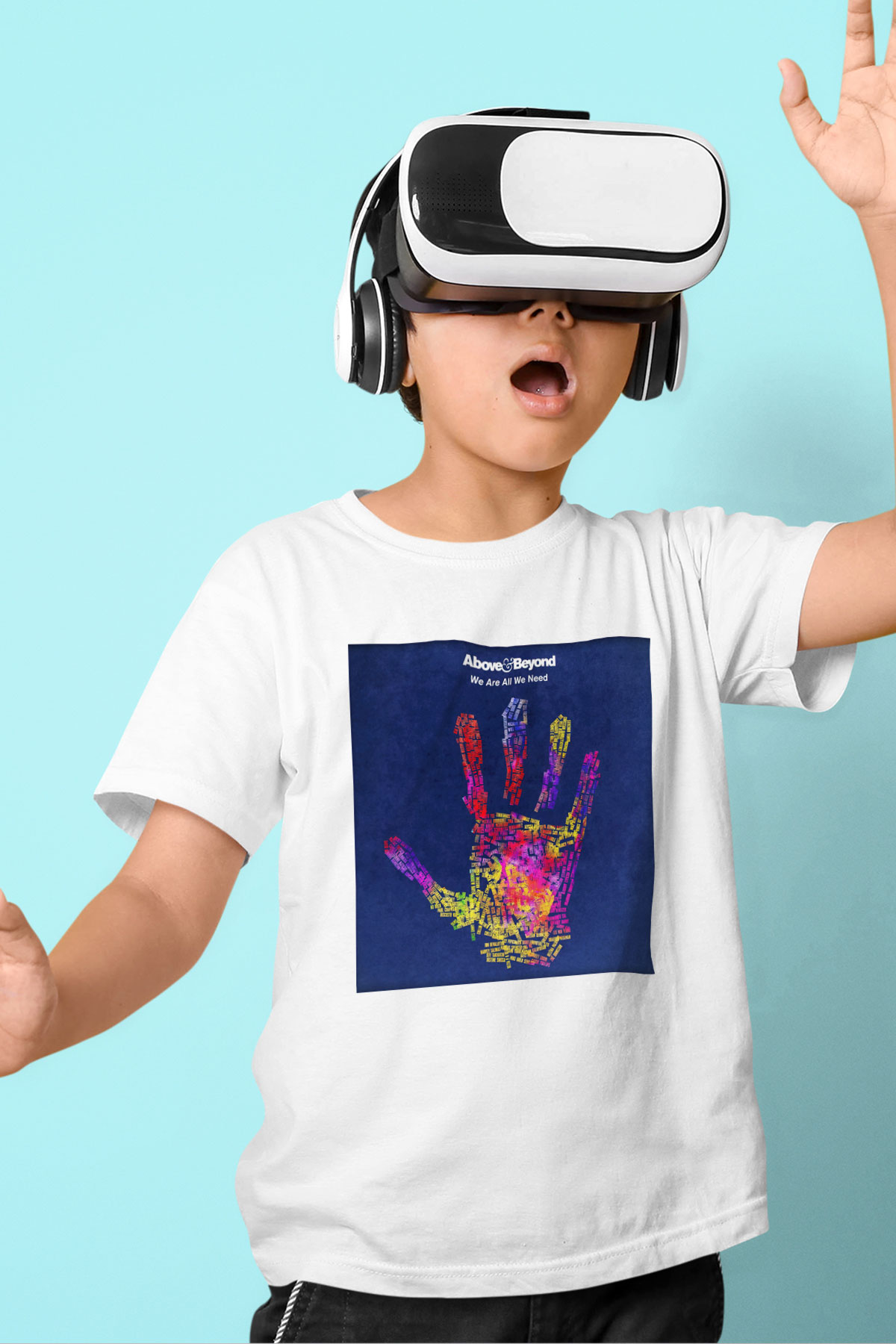 Above and Beyond Baskılı Beyaz Unisex Çocuk Tişört