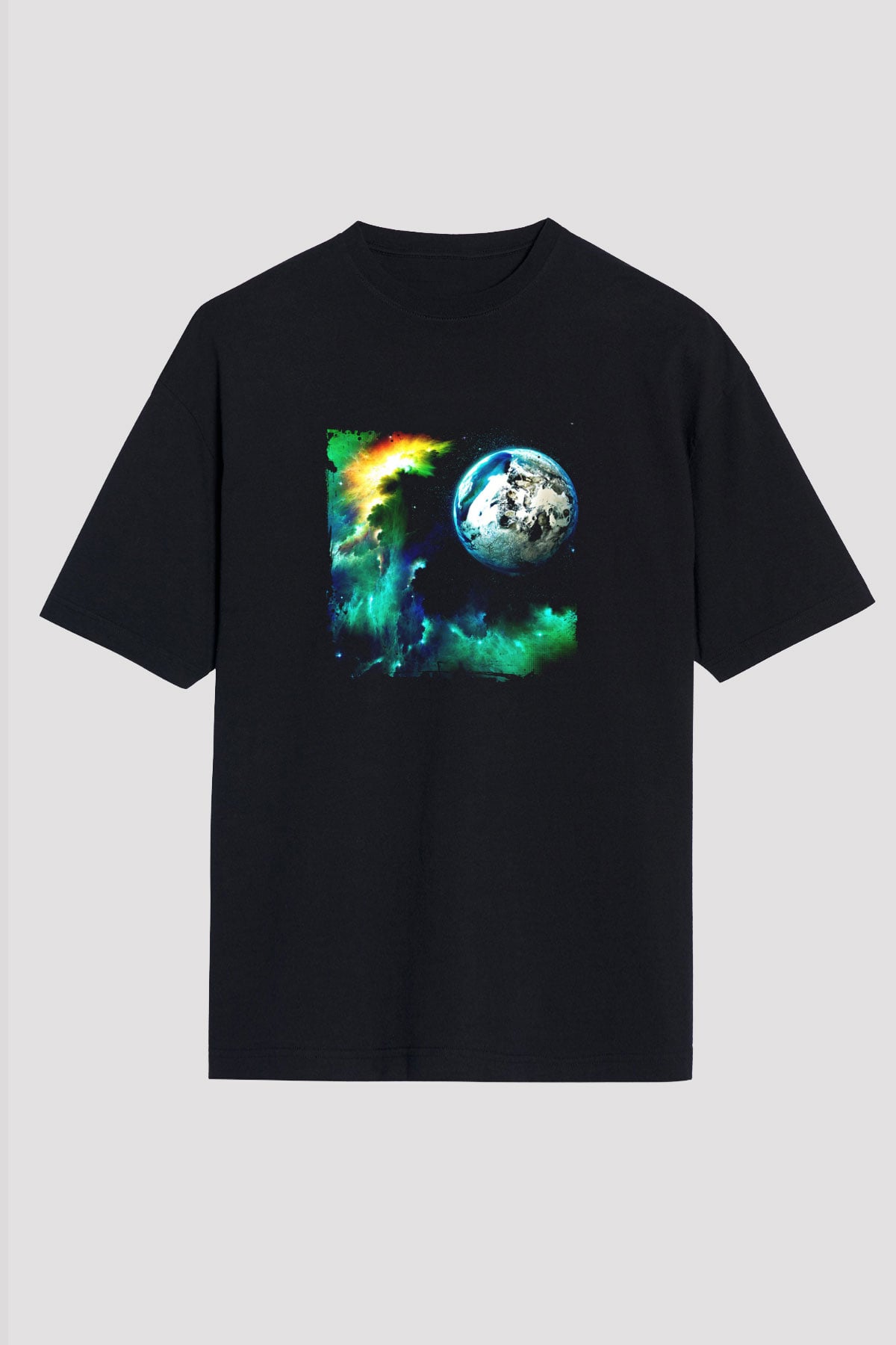 Above and Beyond Baskılı Unisex Oversize Siyah Tişört
