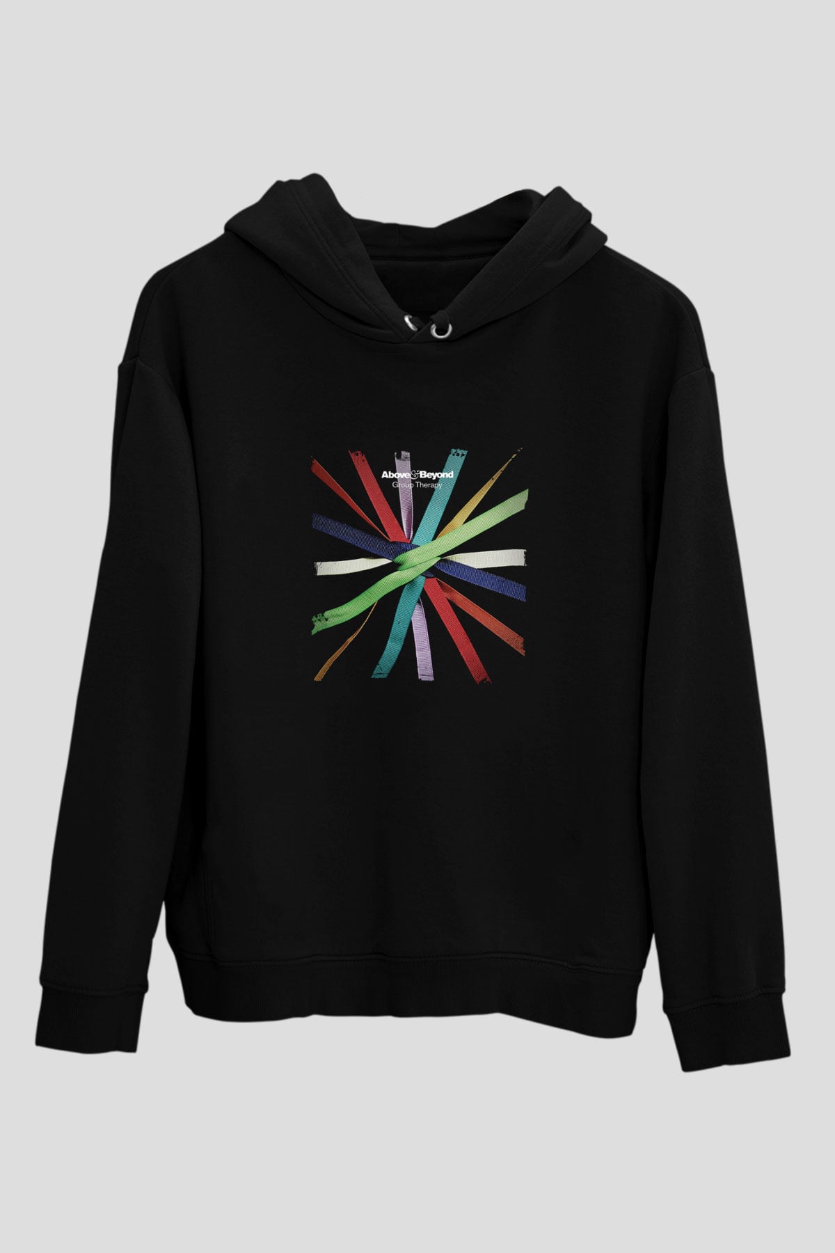 Above and Beyond Baskılı Unisex Siyah Hoodie