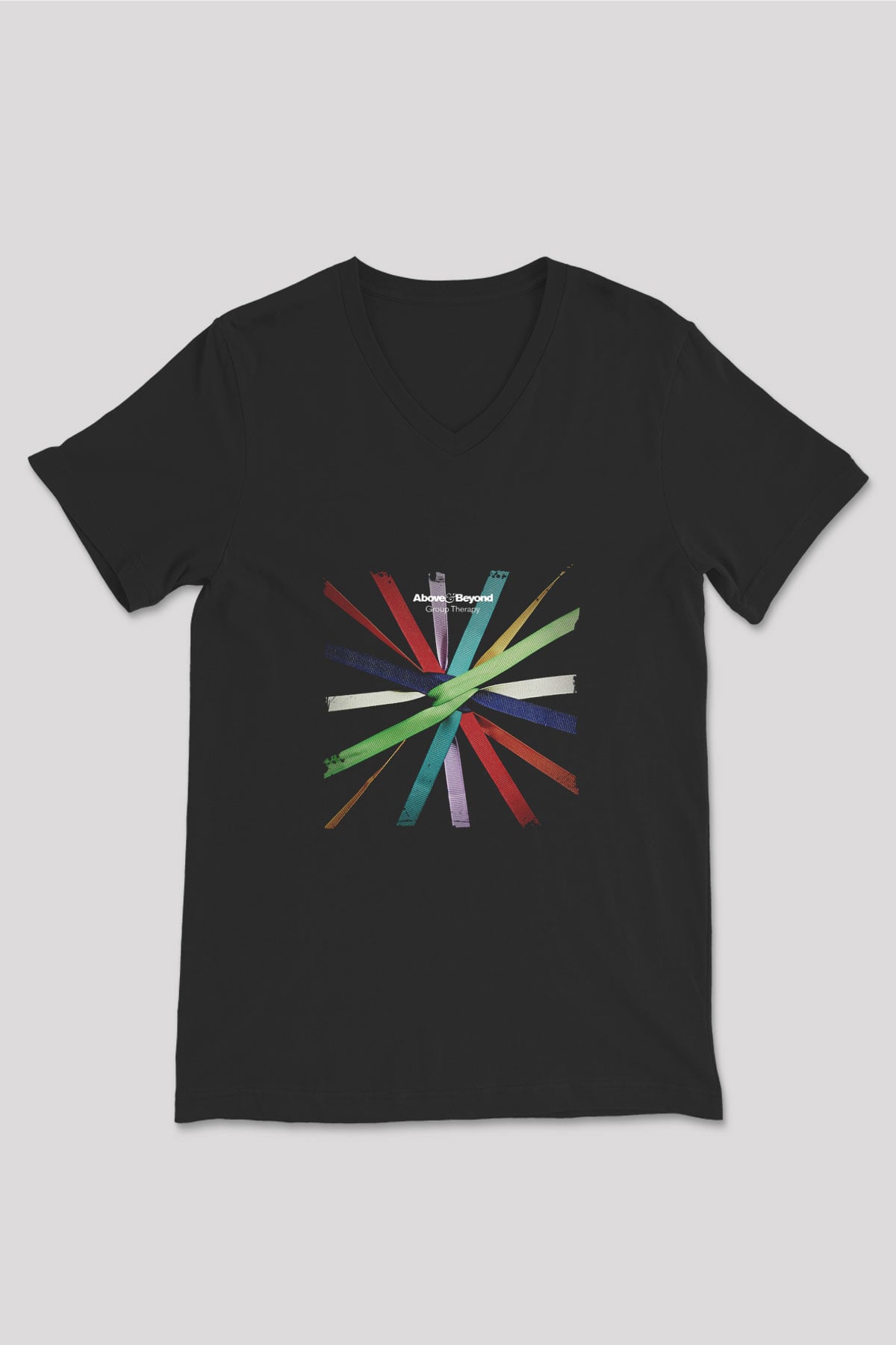 Above and Beyond Baskılı Unisex Siyah V Yaka Tişört