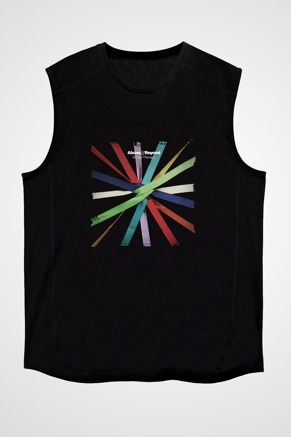 Above and Beyond Baskılı Unisex Siyah Kolsuz Tişört