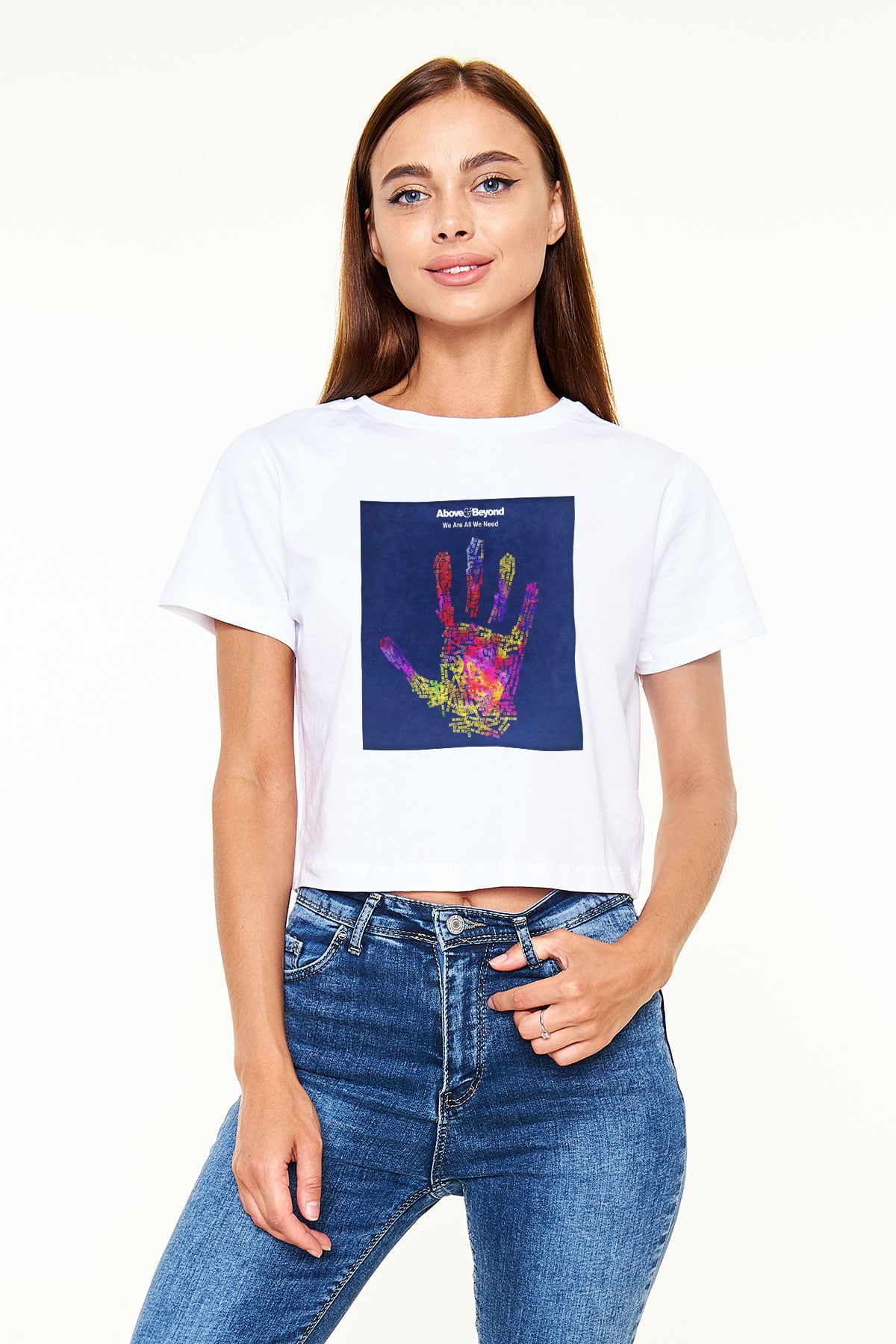 Above and Beyond Beyaz Croptop Tişört