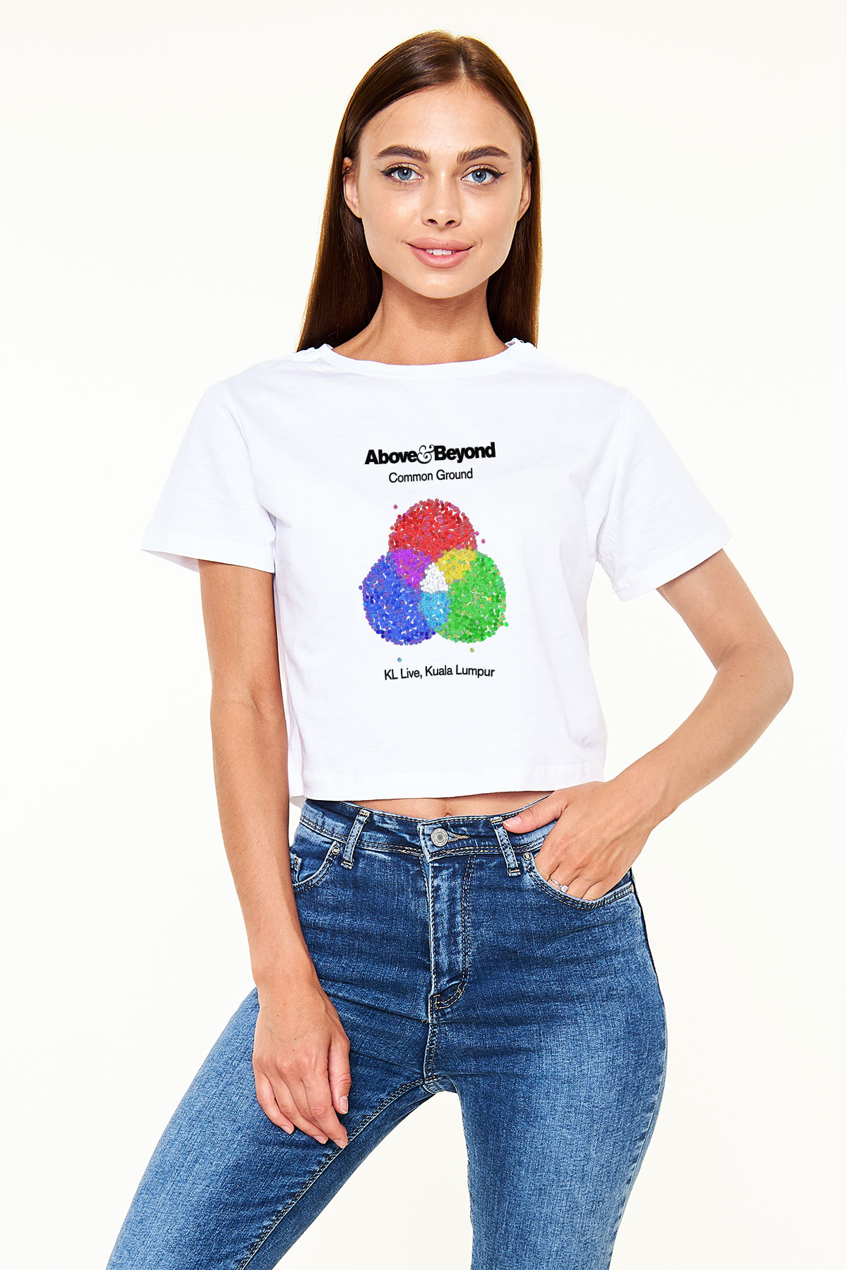 Above and Beyond Beyaz Croptop Tişört