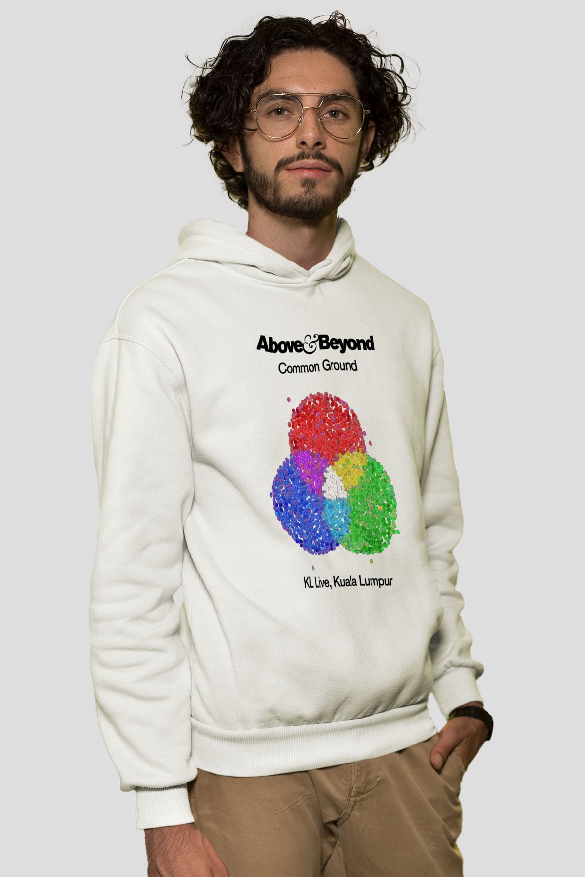 Above and Beyond Beyaz Unisex Kapşonlu Sweatshirt