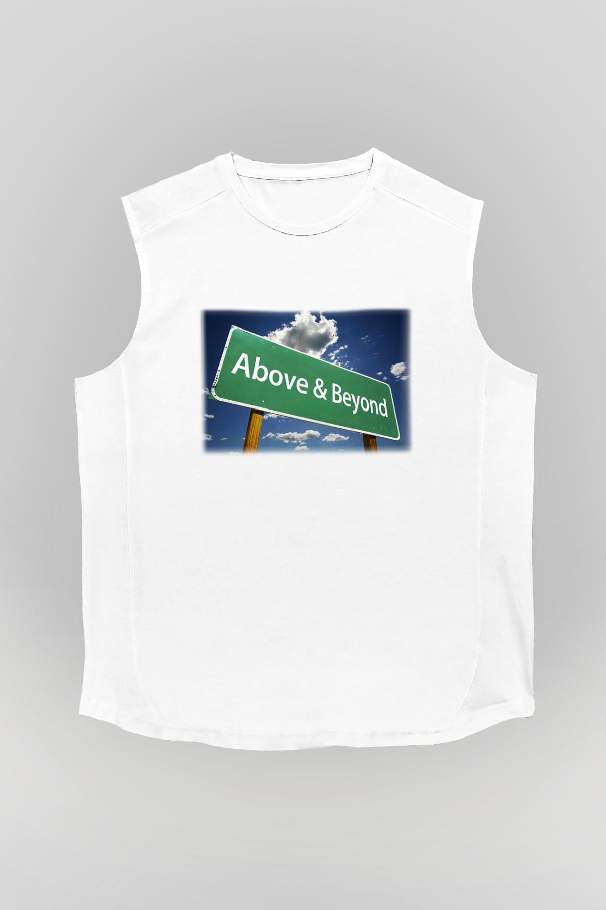 Above and Beyond Beyaz Unisex Kolsuz Tişört