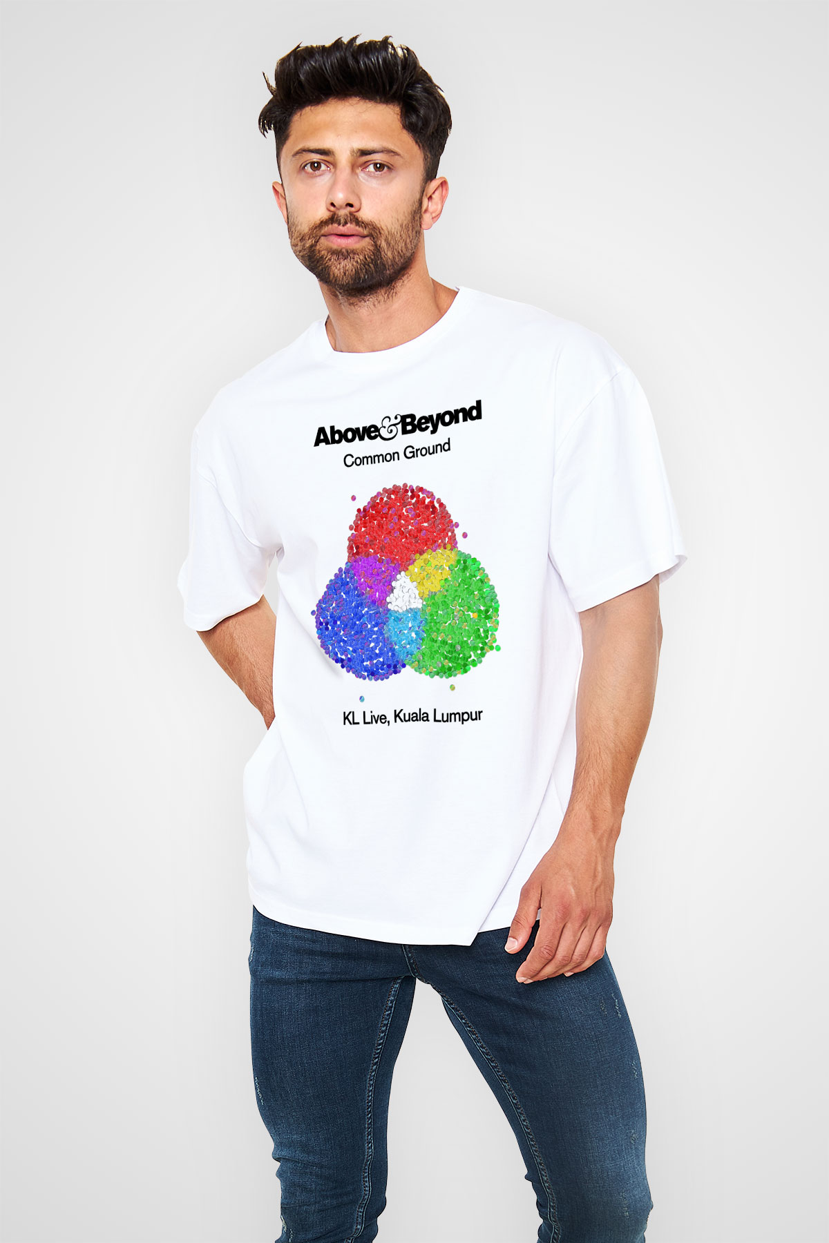 Above and Beyond Beyaz Unisex Oversize Tişört T-Shirt