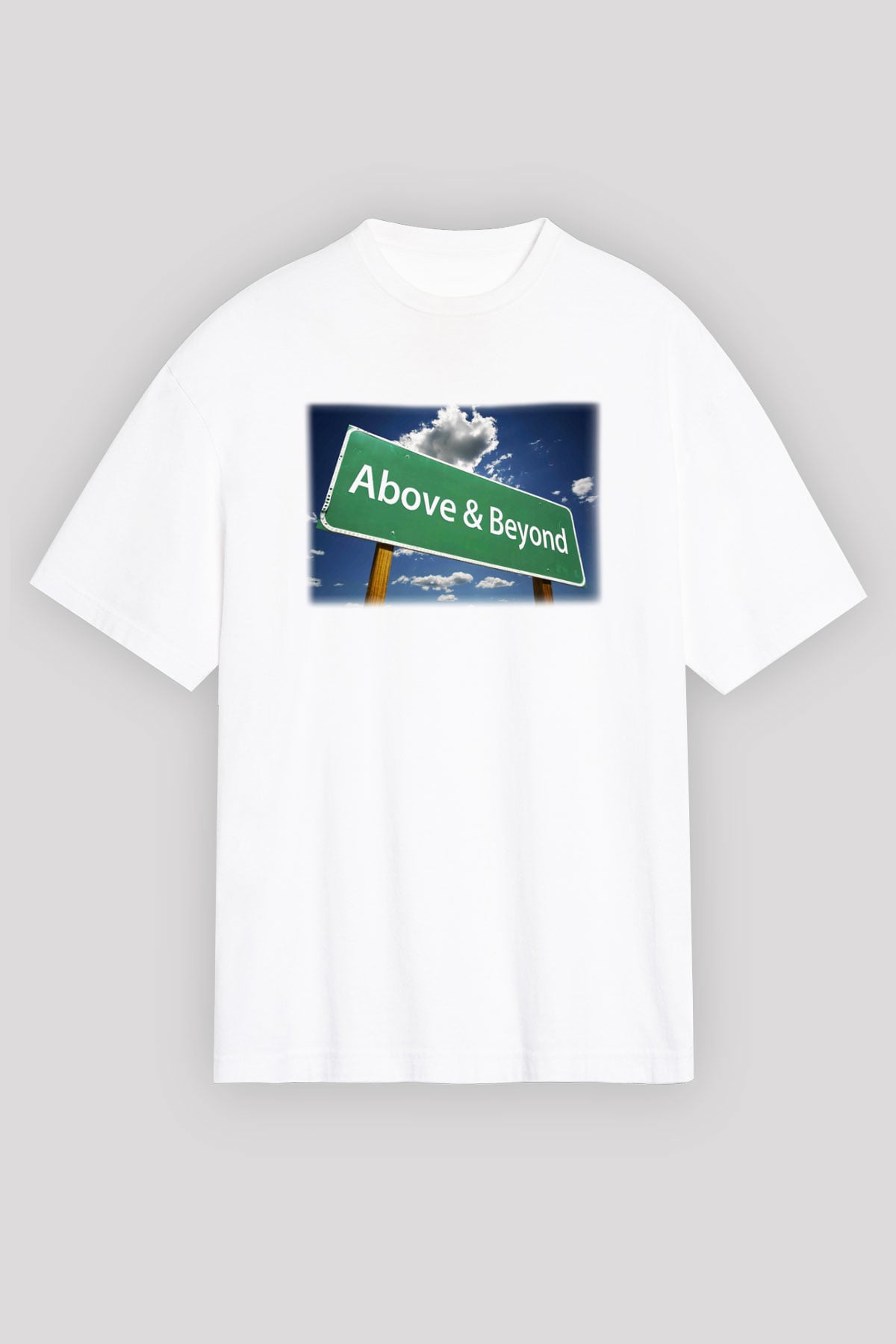 Above and Beyond Beyaz Unisex Oversize Tişört T-Shirt