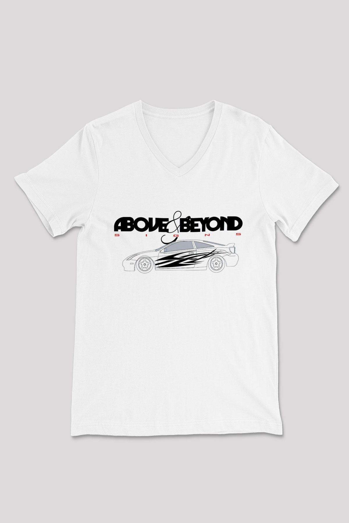 Above and Beyond Beyaz Unisex V Yaka Tişört
