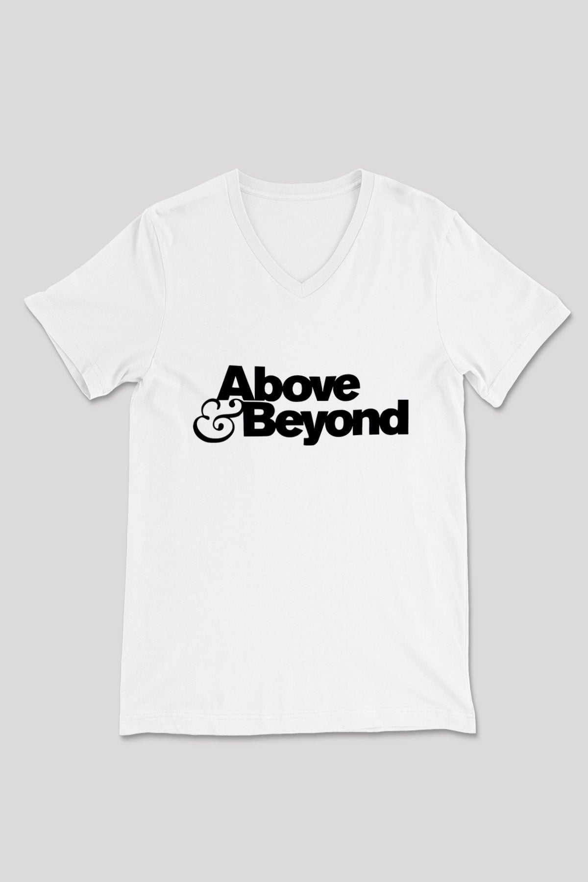 Above and Beyond Beyaz Unisex V Yaka Tişört